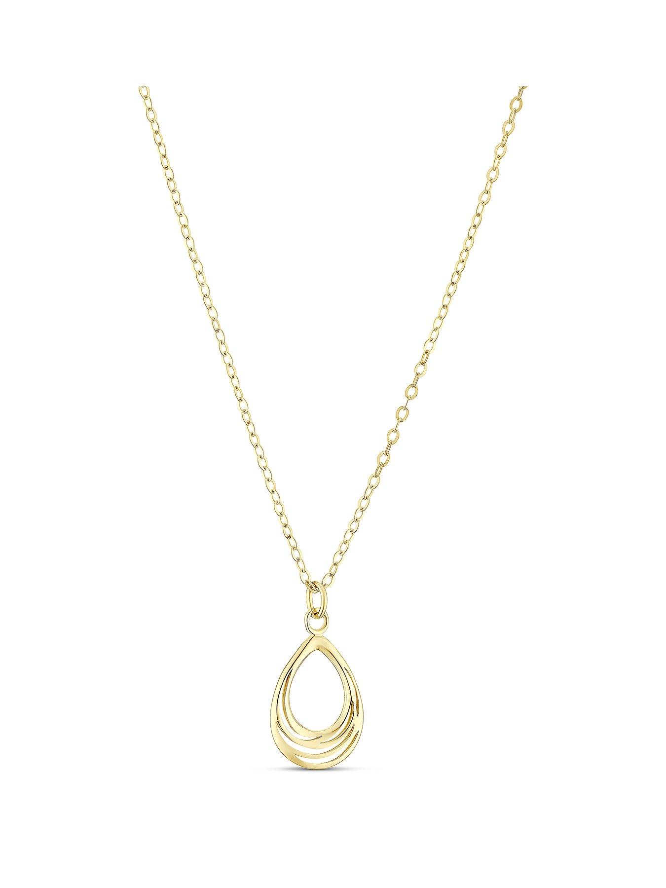 Image 1 of 3 of Ernest Jones Womens Polished Open Teardrop Pendant Necklace - Gold