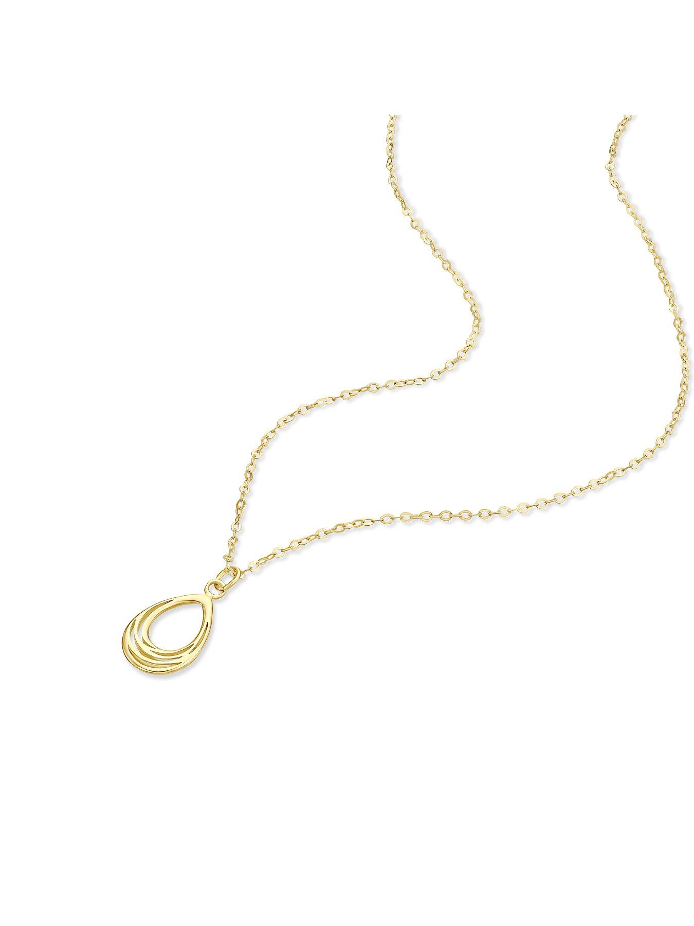 Image 2 of 3 of Ernest Jones Womens Polished Open Teardrop Pendant Necklace - Gold