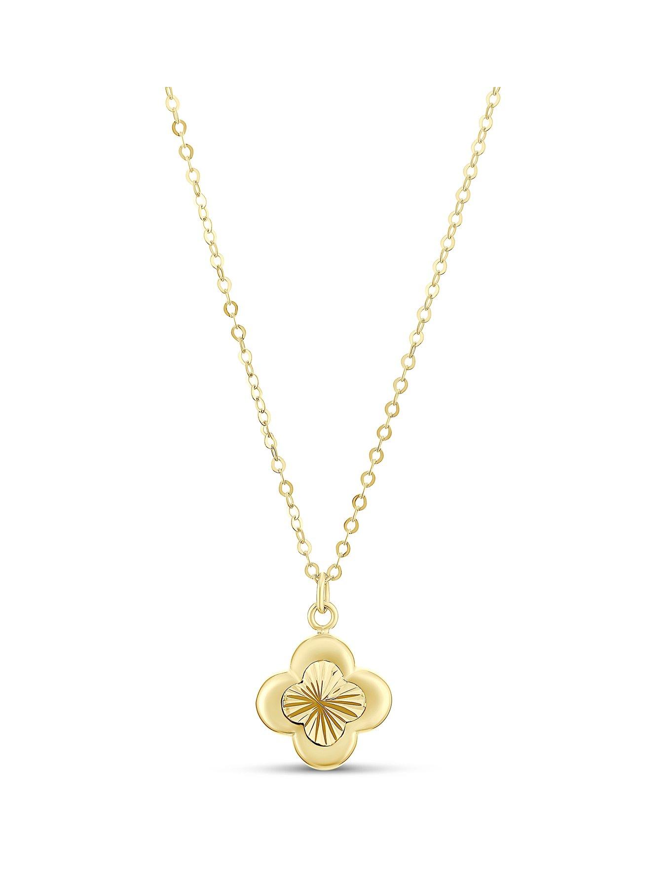 Image 1 of 3 of H. Samuel H. Samuel 9ct Yellow Gold Diamond Cut Clover Pendant - Gold