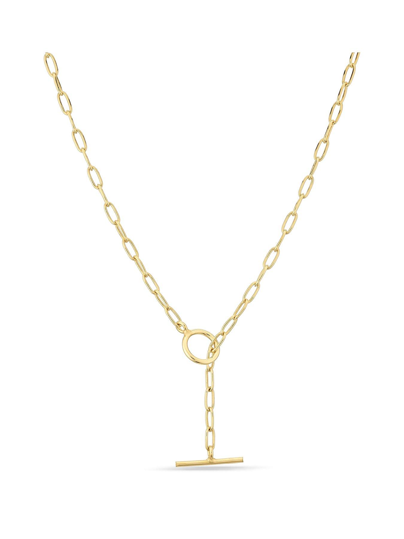 Image 1 of 3 of H. Samuel Womens Sterling Silver T Bar Chain Necklace - Yellow Gold