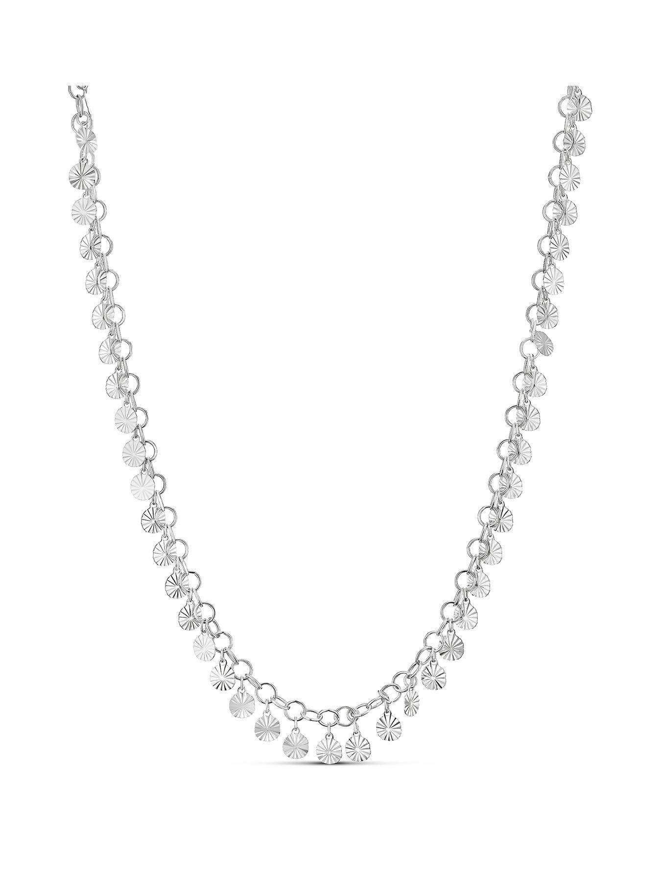 Image 1 of 3 of Ernest Jones Sterling Silver 18" Diamond Cut Disc Necklace