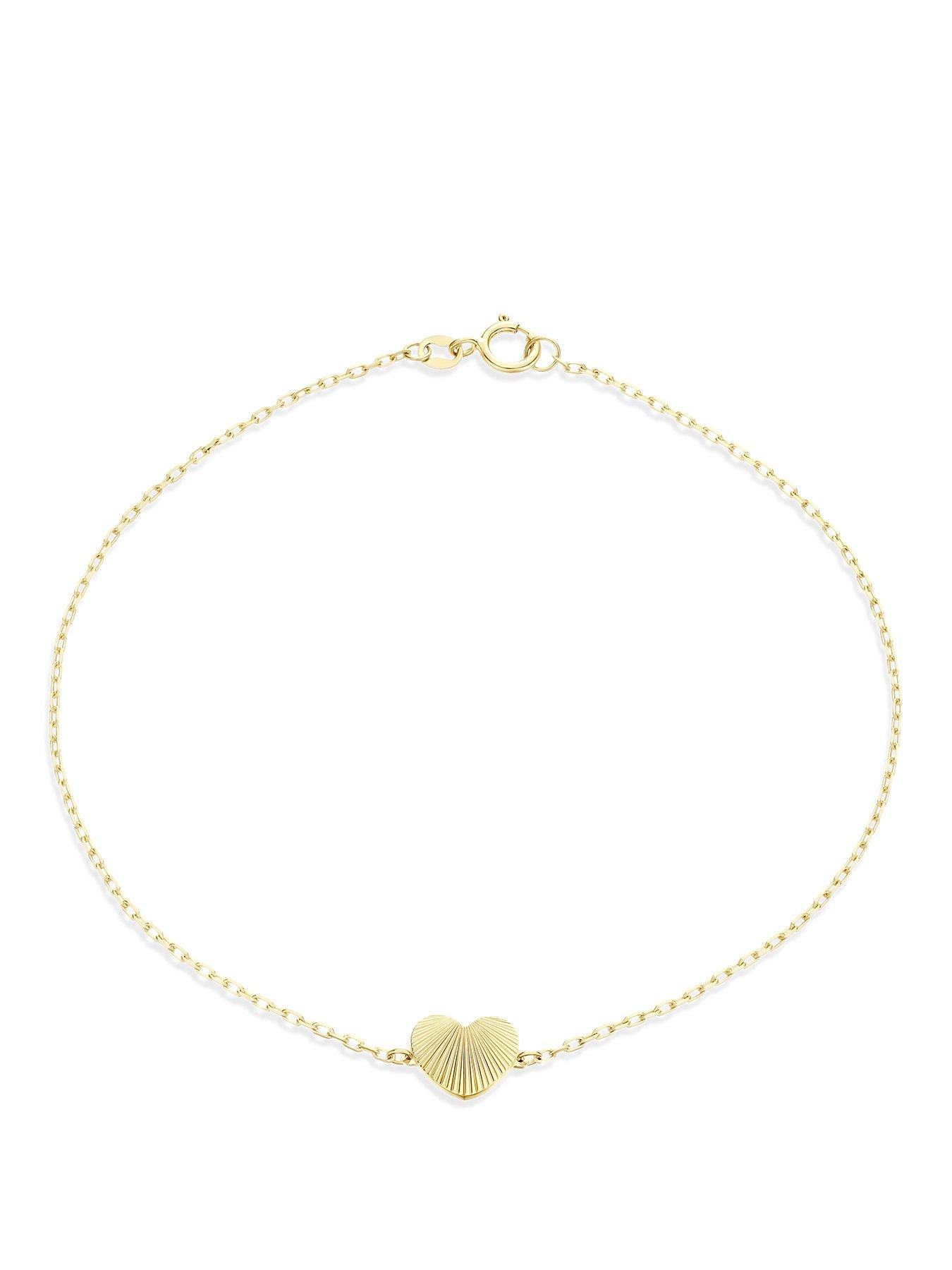 Image 1 of 3 of H. Samuel Womens Concertina Heart Station Chain Bracelet - Yellow Gold