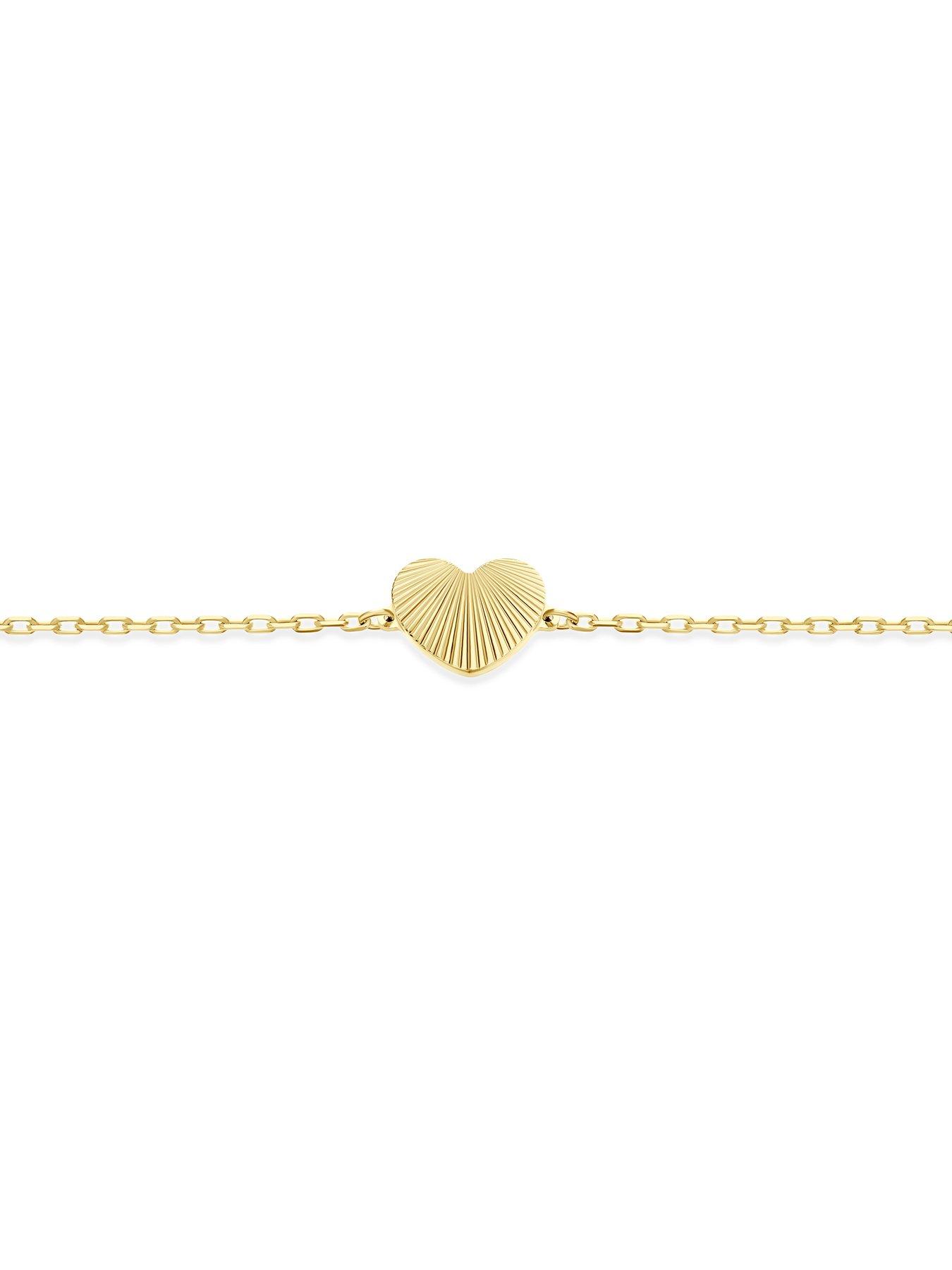 Image 2 of 3 of H. Samuel Womens Concertina Heart Station Chain Bracelet - Yellow Gold