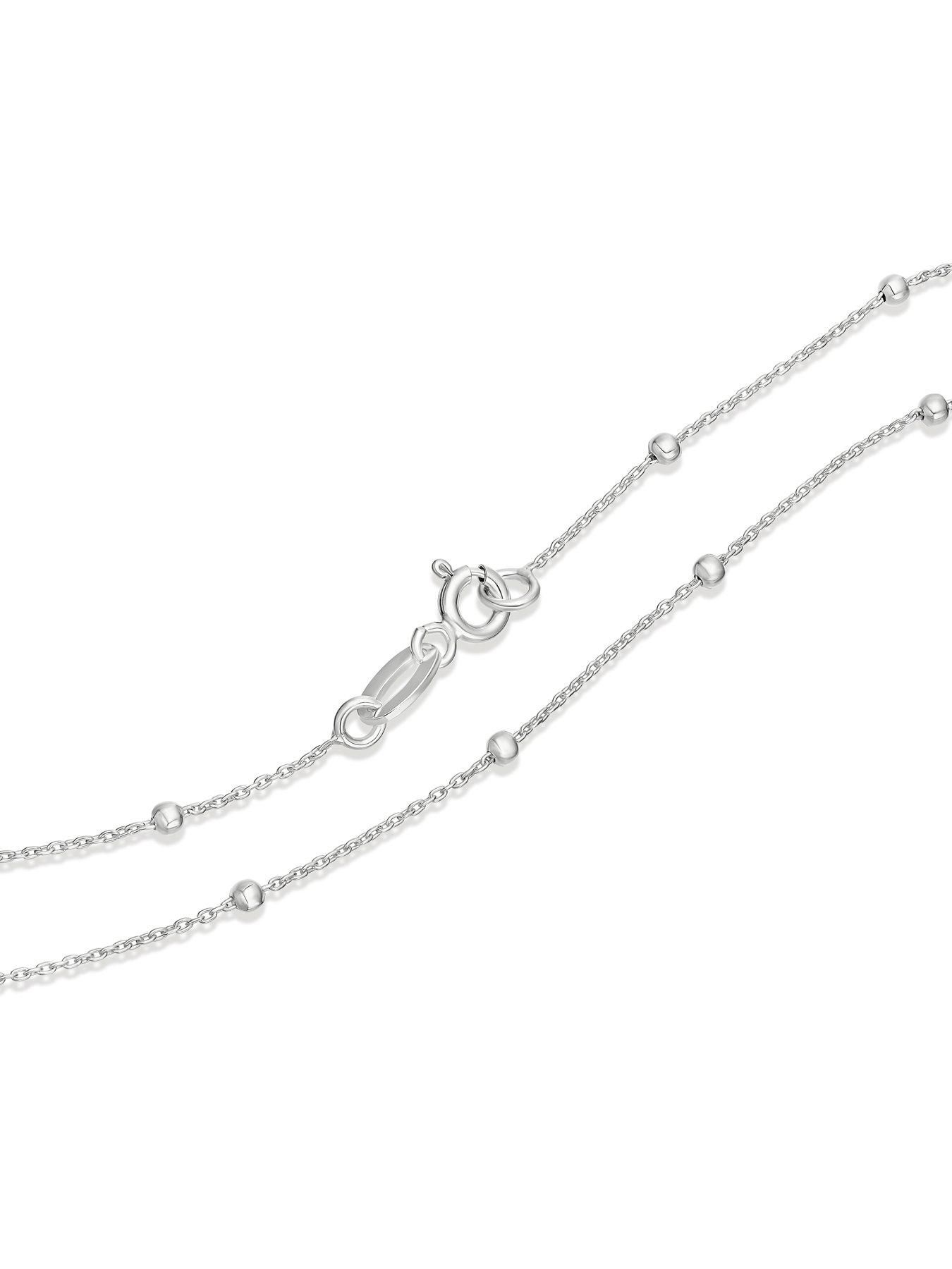 Image 3 of 3 of Ernest Jones Womens Diamond Cut Clover Satellite Chain Necklace - Silver