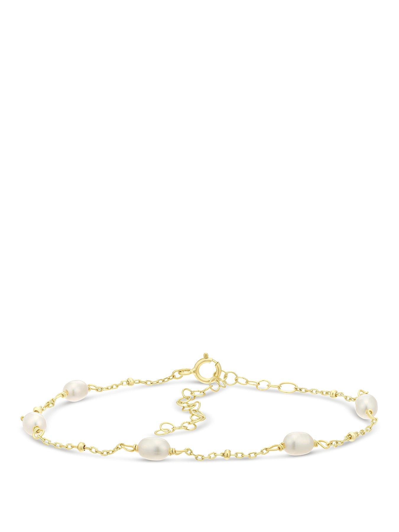 Image 1 of 3 of H. Samuel Womens Pearl Station Yellow Gold Plated Bracelet
