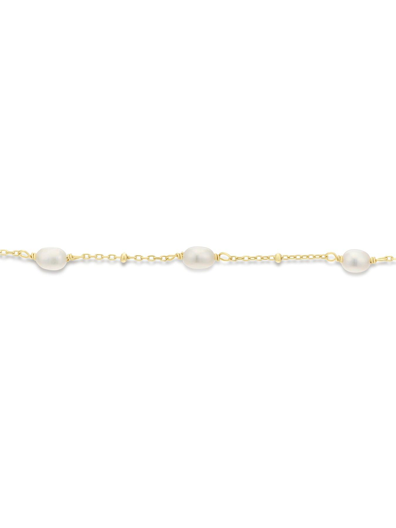 Image 2 of 3 of H. Samuel Womens Pearl Station Yellow Gold Plated Bracelet