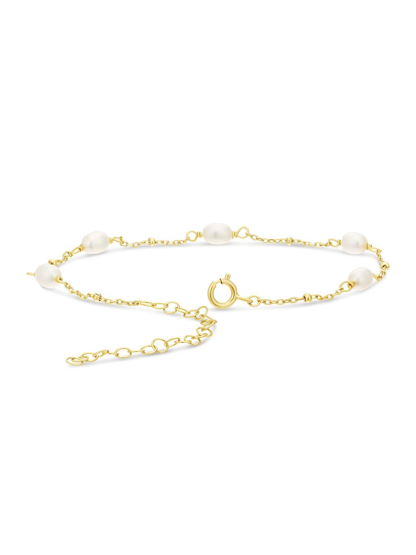 Image 3 of 3 of H. Samuel Womens Pearl Station Yellow Gold Plated Bracelet