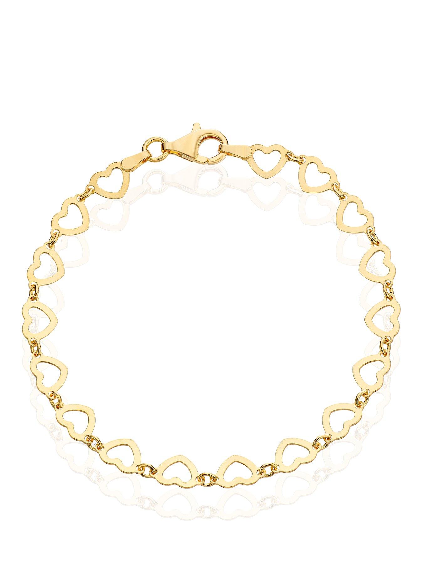 Image 1 of 3 of H. Samuel Sterling Silver Gold Plated Heart Link Bracelet 7"