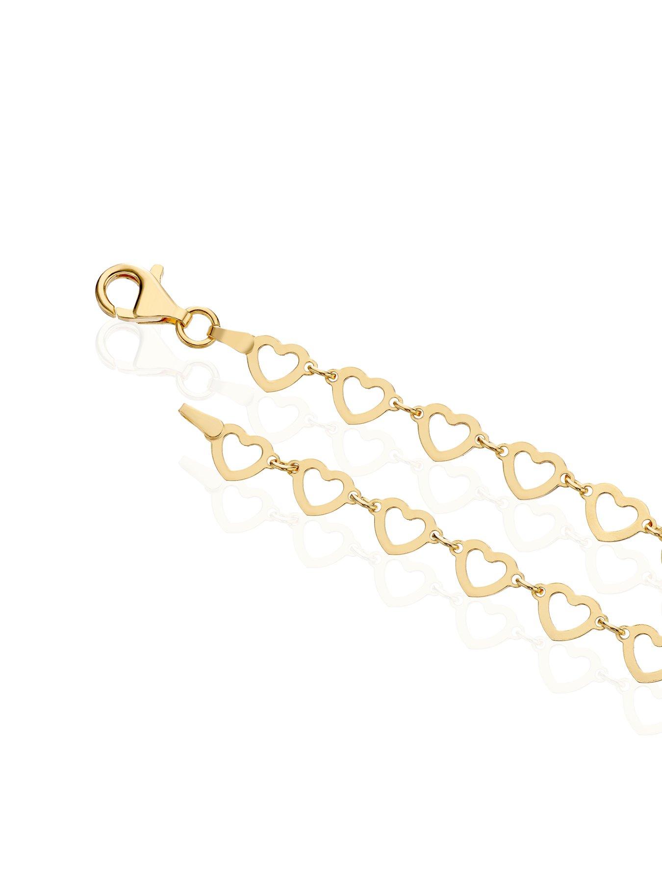 Image 3 of 3 of H. Samuel Sterling Silver Gold Plated Heart Link Bracelet 7"