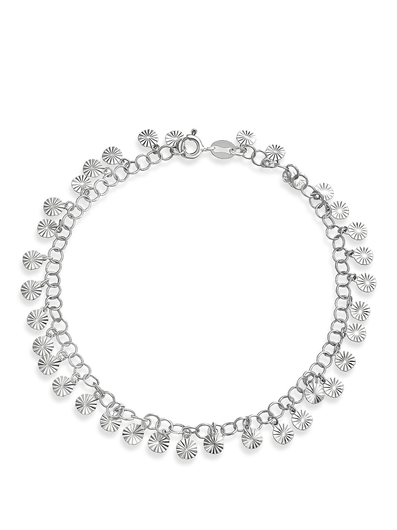 Image 1 of 3 of Ernest Jones Sterling Silver 7.5" Diamond Cut Disc Bracelet