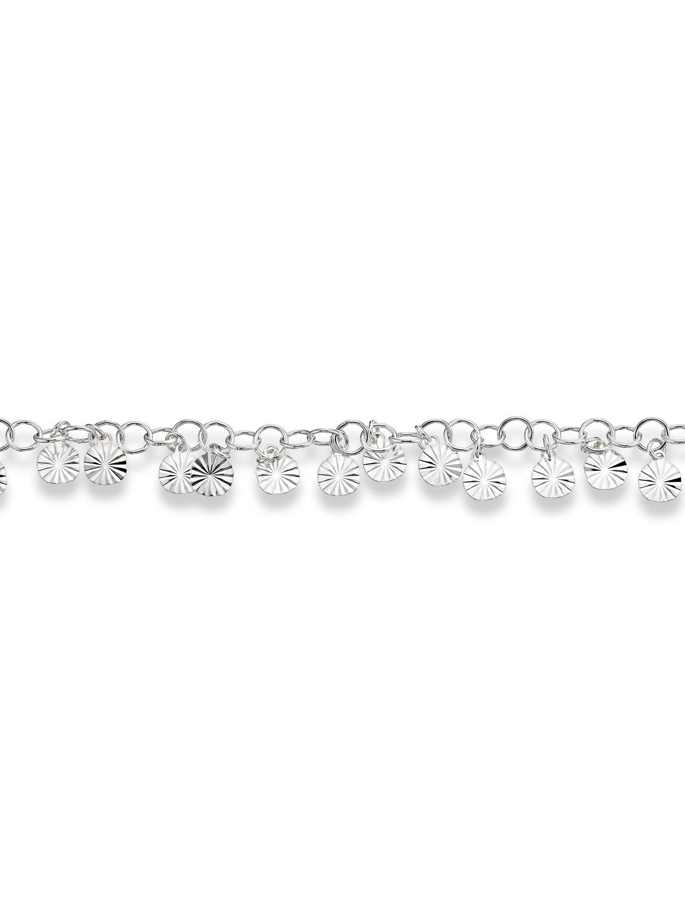 Image 2 of 3 of Ernest Jones Sterling Silver 7.5" Diamond Cut Disc Bracelet