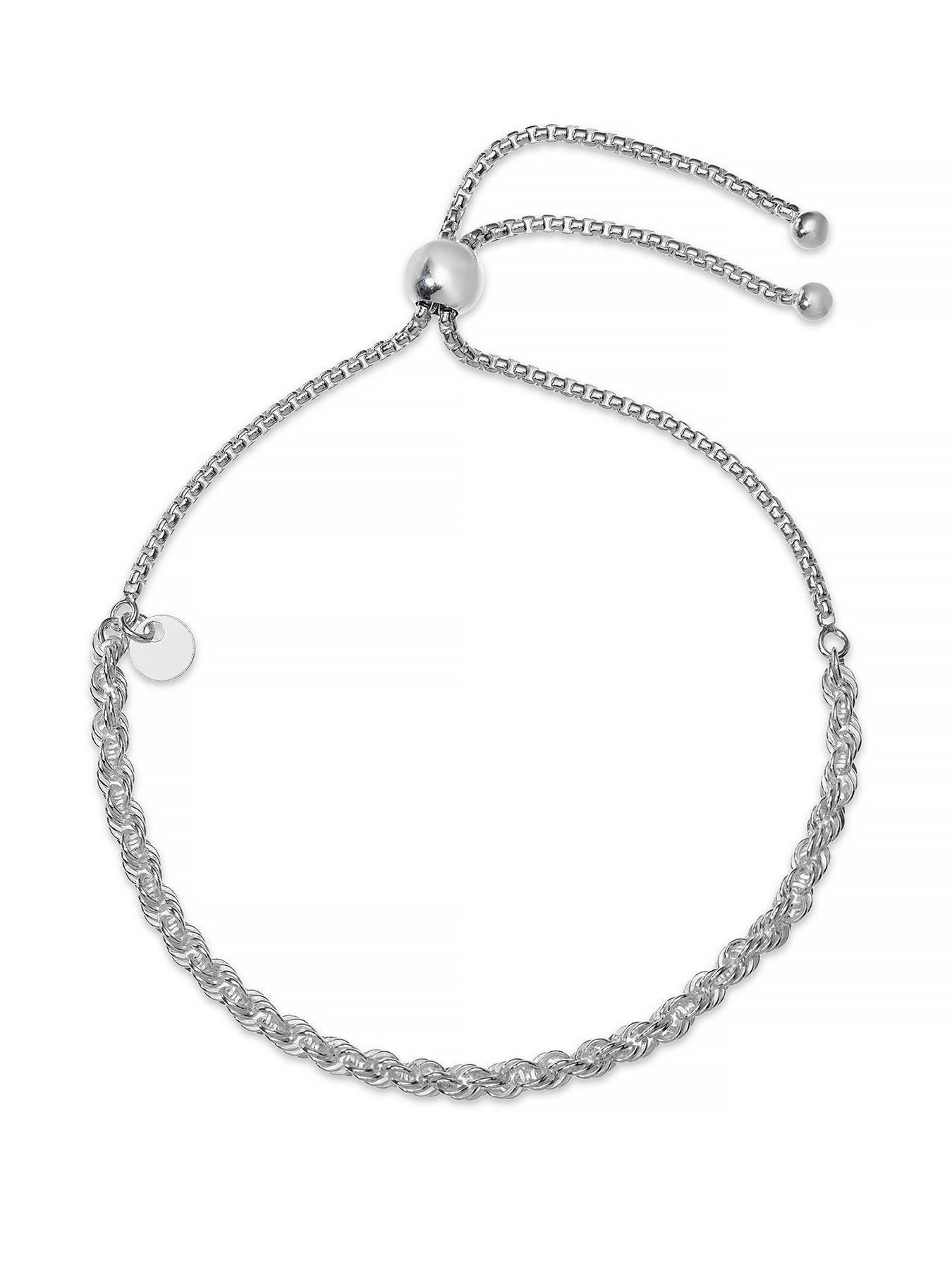 Image 1 of 3 of Ernest Jones Sterling Silver Rope Bolo Bracelet
