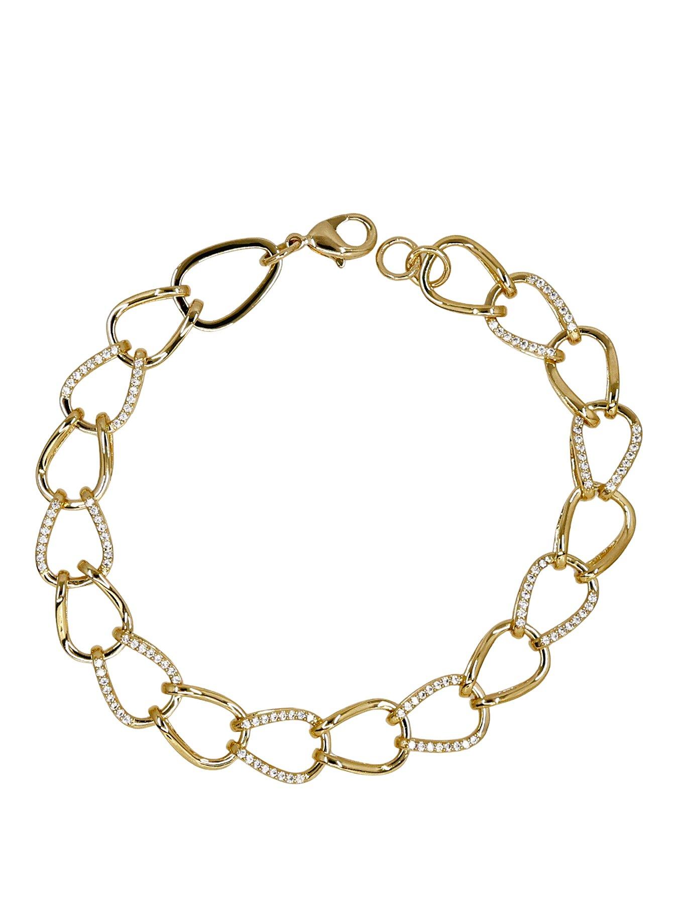 Image 1 of 5 of The Edit HS Edit CHAINS 18ct Yellow Gold Plate & Cubic Zirconia Chunky Large Link Chain Bracelet