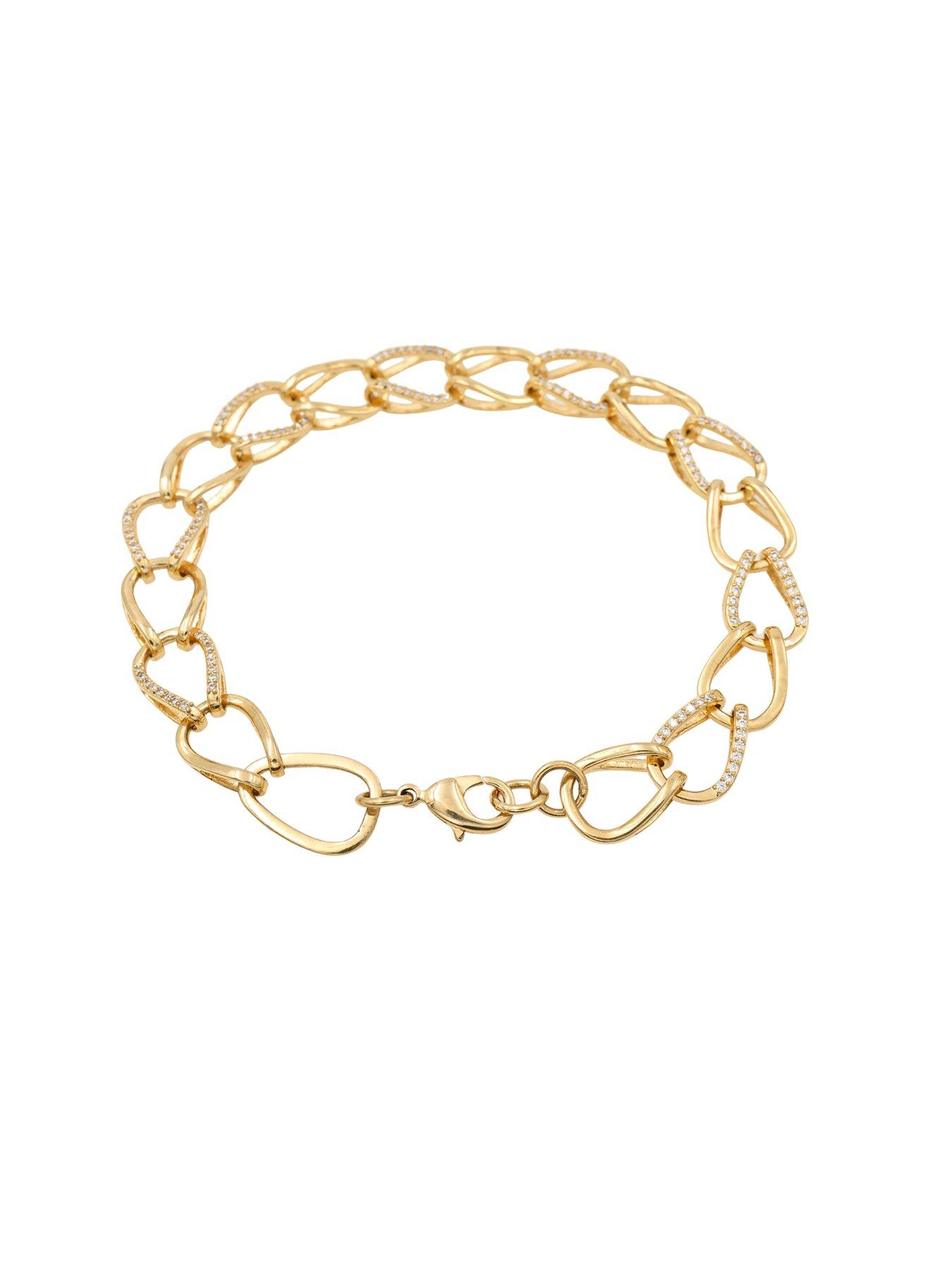 Image 2 of 5 of The Edit HS Edit CHAINS 18ct Yellow Gold Plate & Cubic Zirconia Chunky Large Link Chain Bracelet