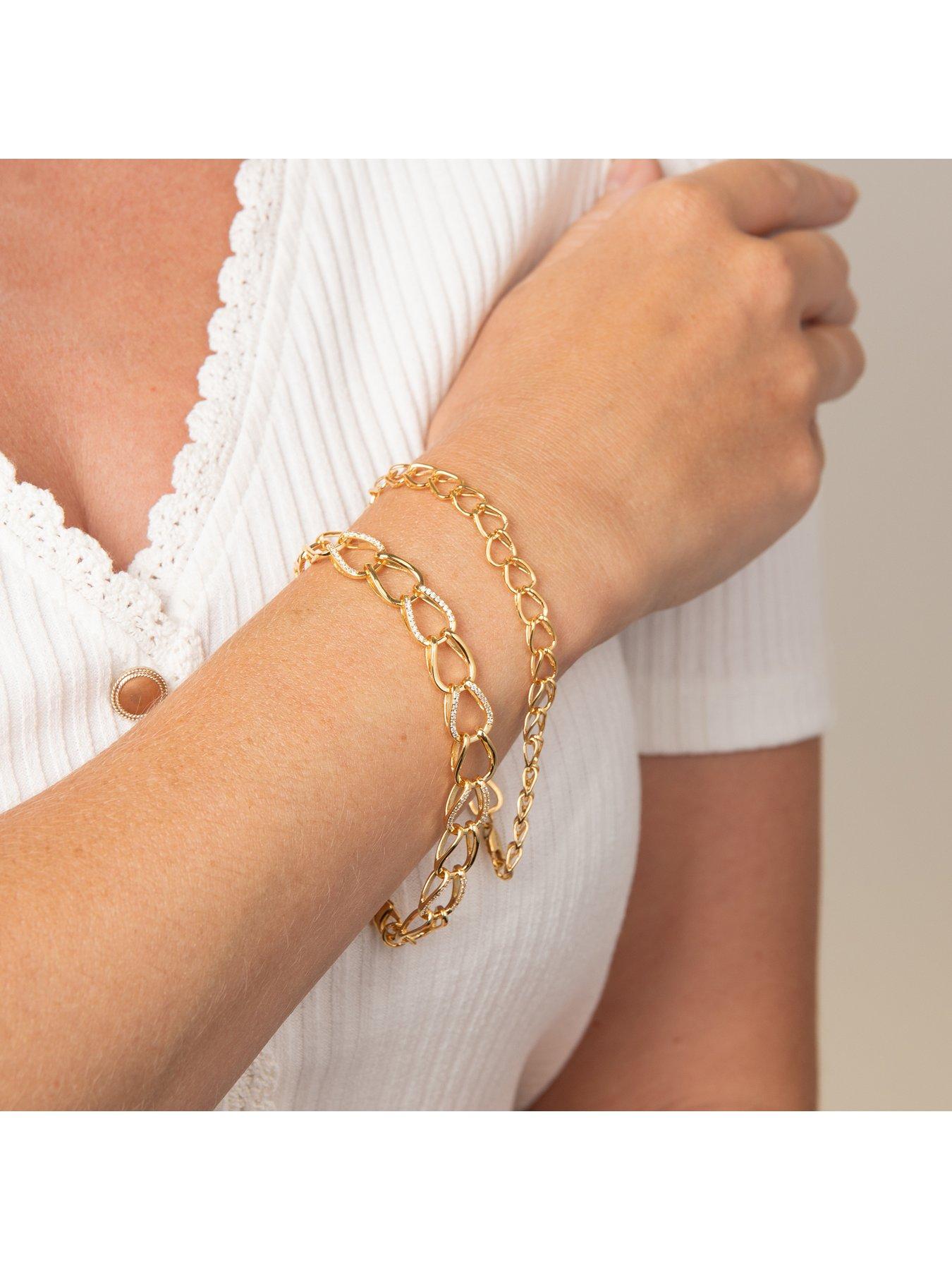Image 3 of 5 of The Edit HS Edit CHAINS 18ct Yellow Gold Plate & Cubic Zirconia Chunky Large Link Chain Bracelet