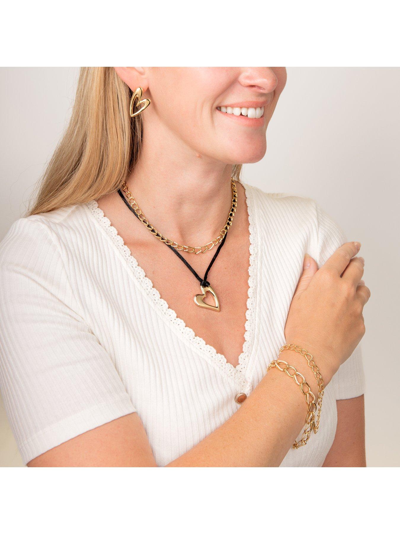 Image 4 of 5 of The Edit HS Edit CHAINS 18ct Yellow Gold Plate & Cubic Zirconia Chunky Large Link Chain Bracelet