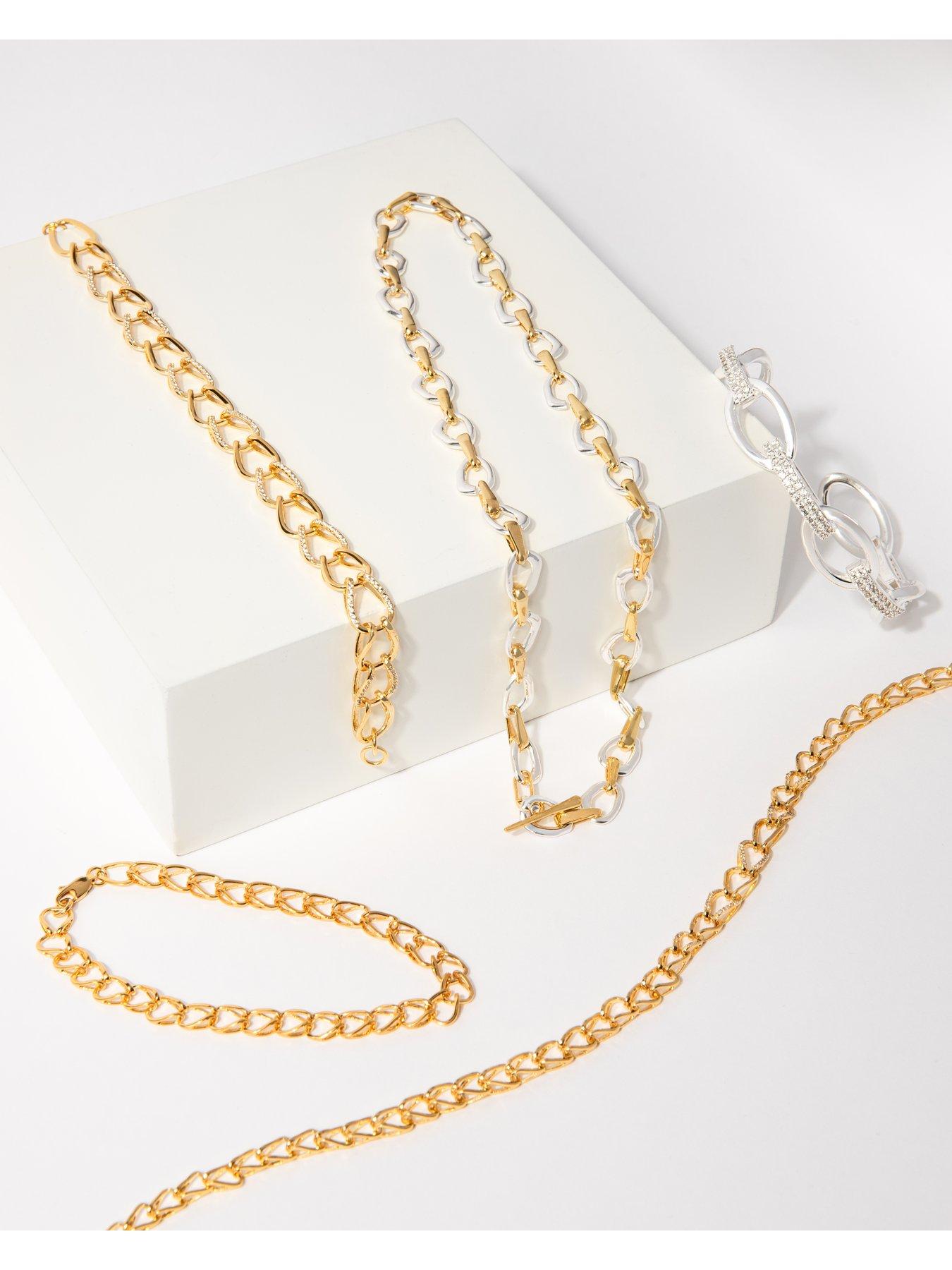 Image 5 of 5 of The Edit HS Edit CHAINS 18ct Yellow Gold Plate & Cubic Zirconia Chunky Large Link Chain Bracelet