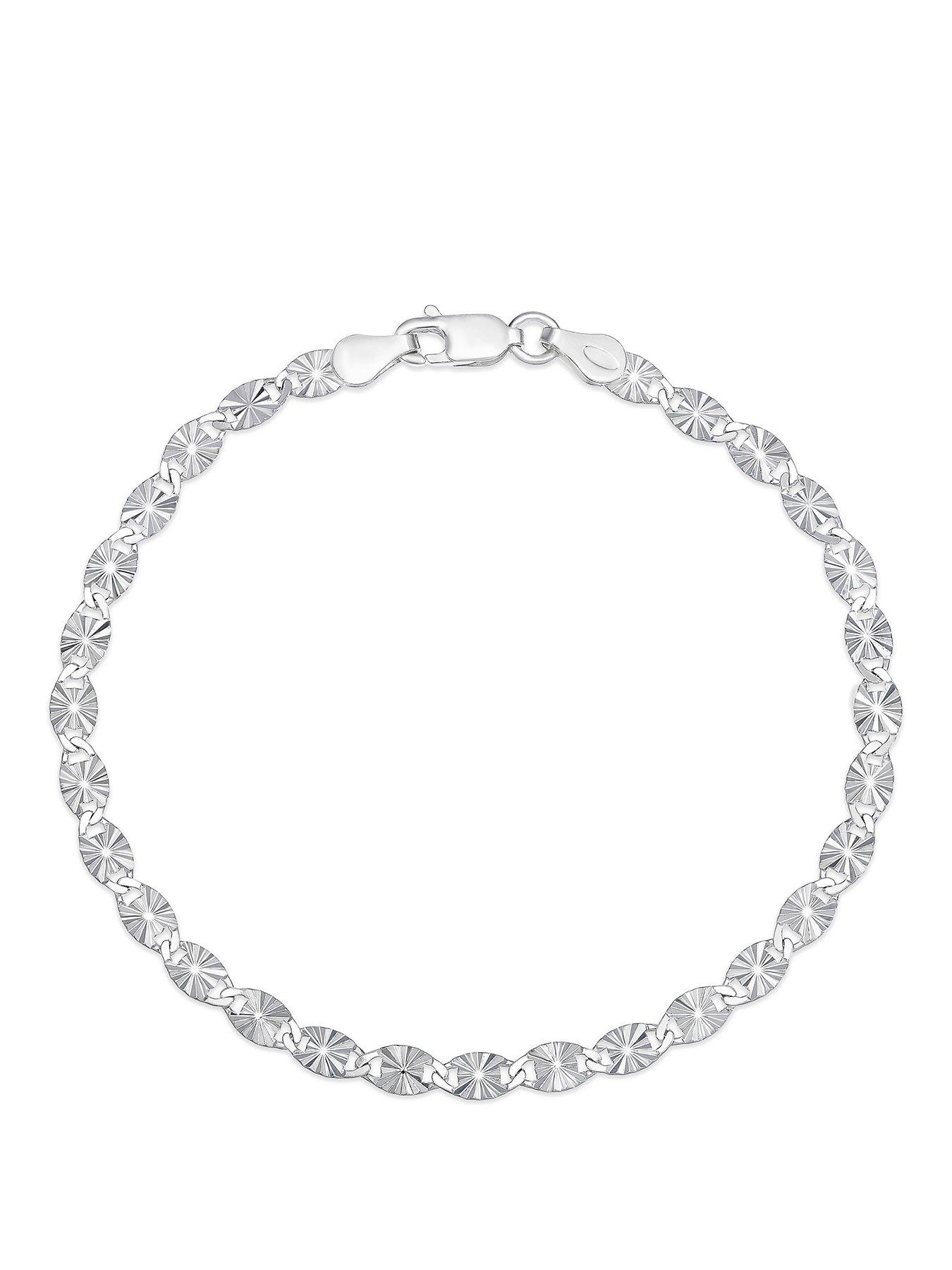 Image 1 of 3 of H. Samuel Sterling Silver Diamond-Cut Disc Station Bracelet 7.5"
