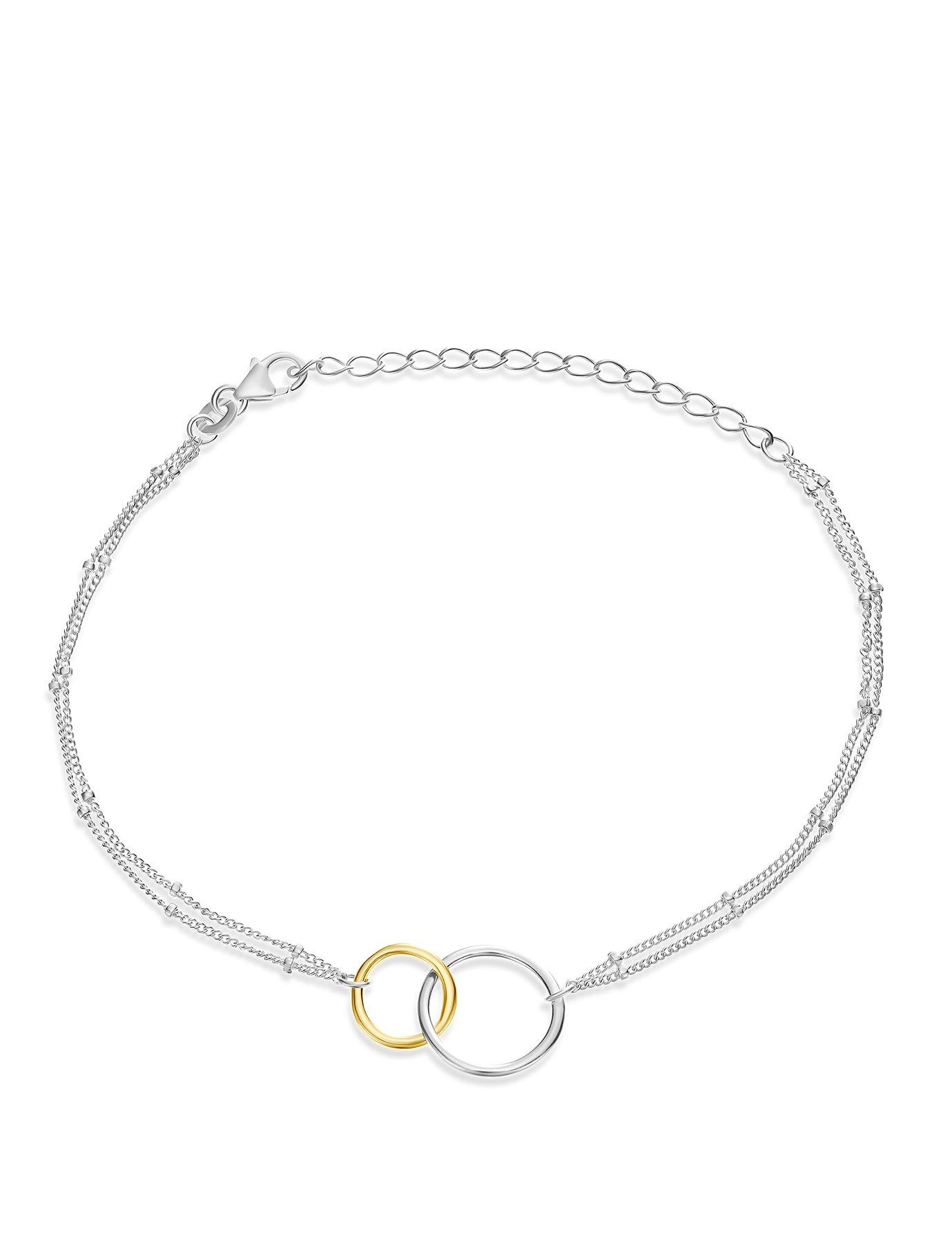 Image 1 of 3 of H. Samuel Sterling Silver & Yellow Gold Plated Linked Circle Beaded Chain Bracelet