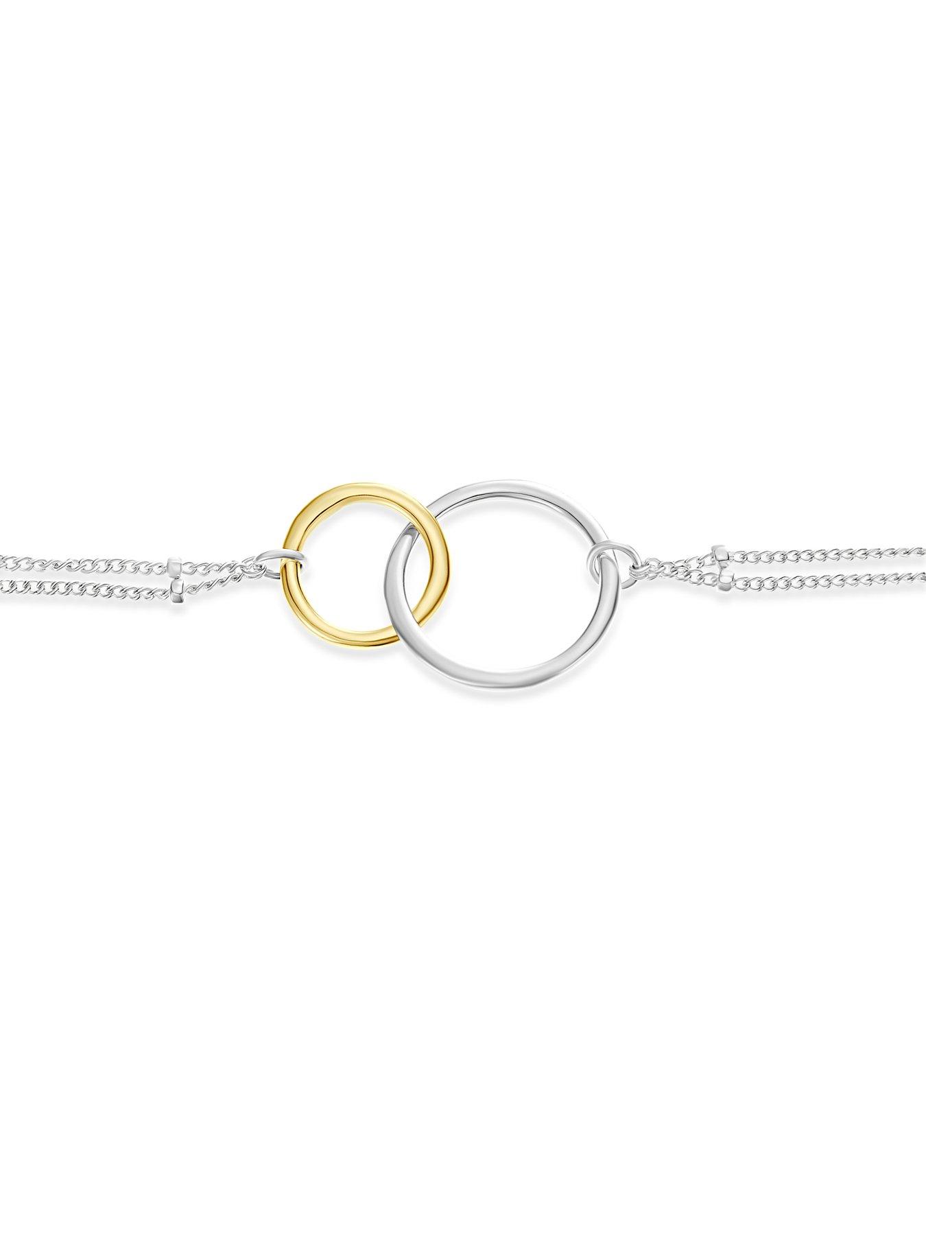Image 2 of 3 of H. Samuel Sterling Silver & Yellow Gold Plated Linked Circle Beaded Chain Bracelet