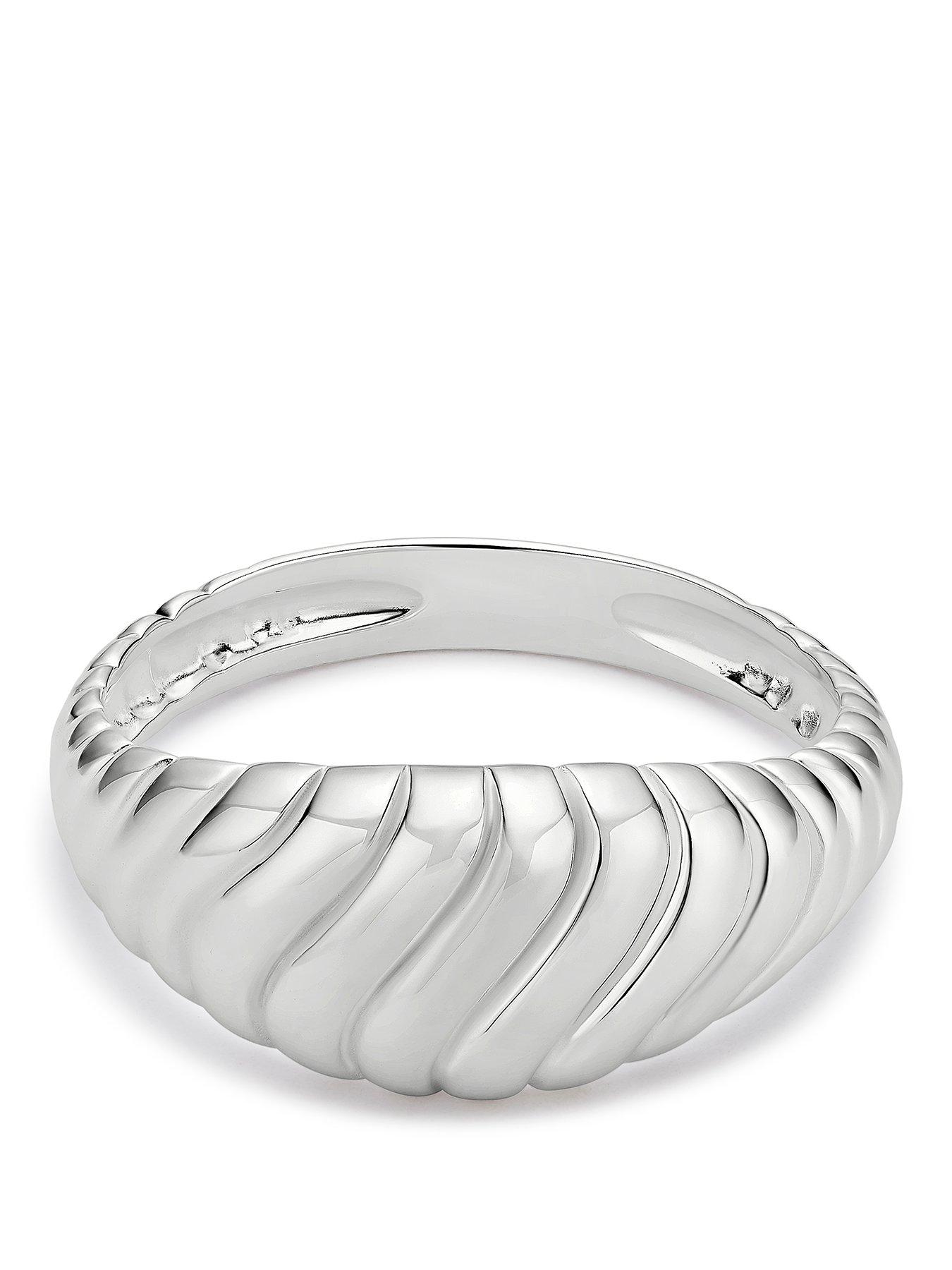 Image 1 of 3 of Ernest Jones Womens Chunky Ridged Sterling Silver Ring - One Colour