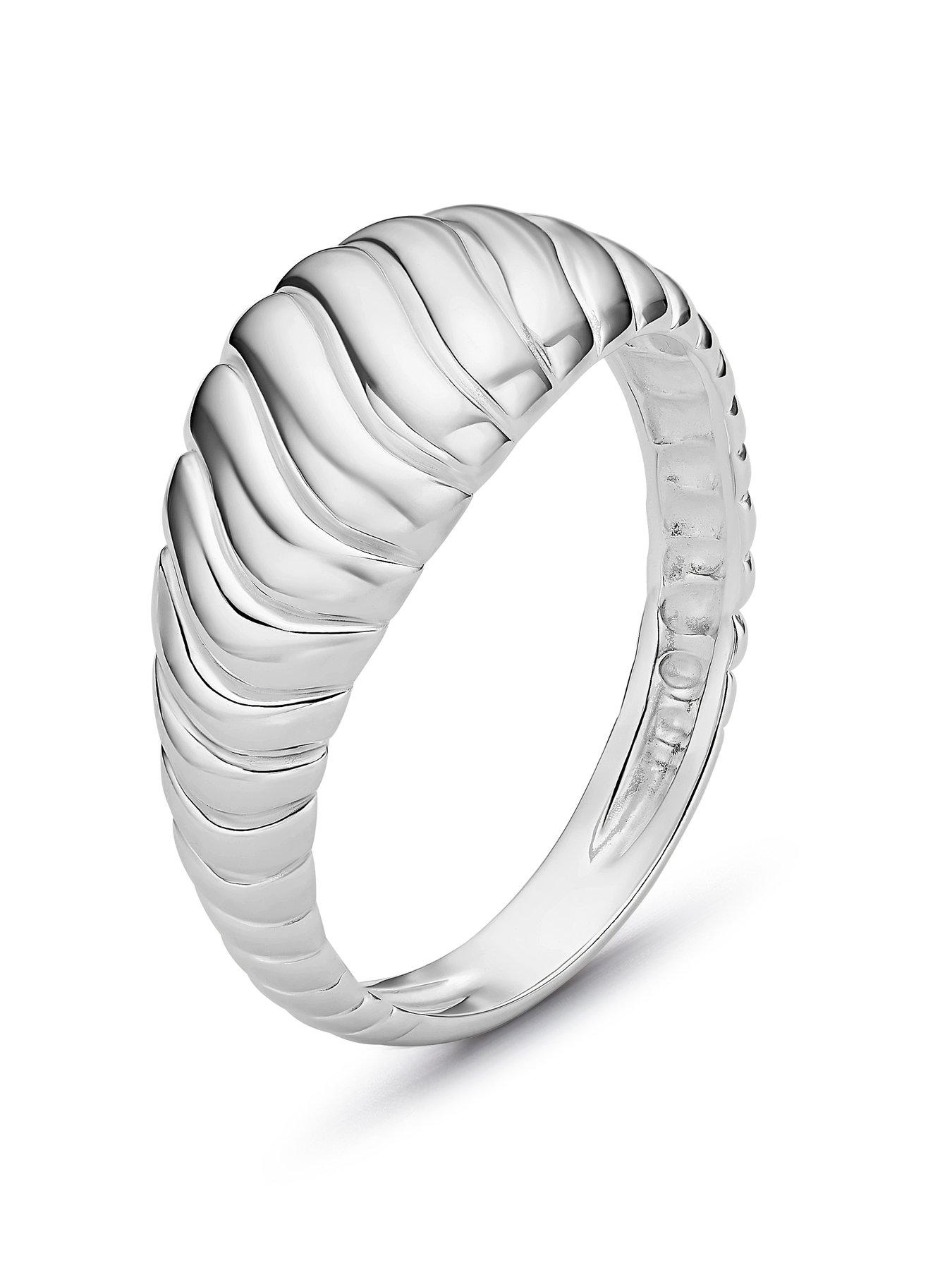 Image 2 of 3 of Ernest Jones Womens Chunky Ridged Sterling Silver Ring - One Colour