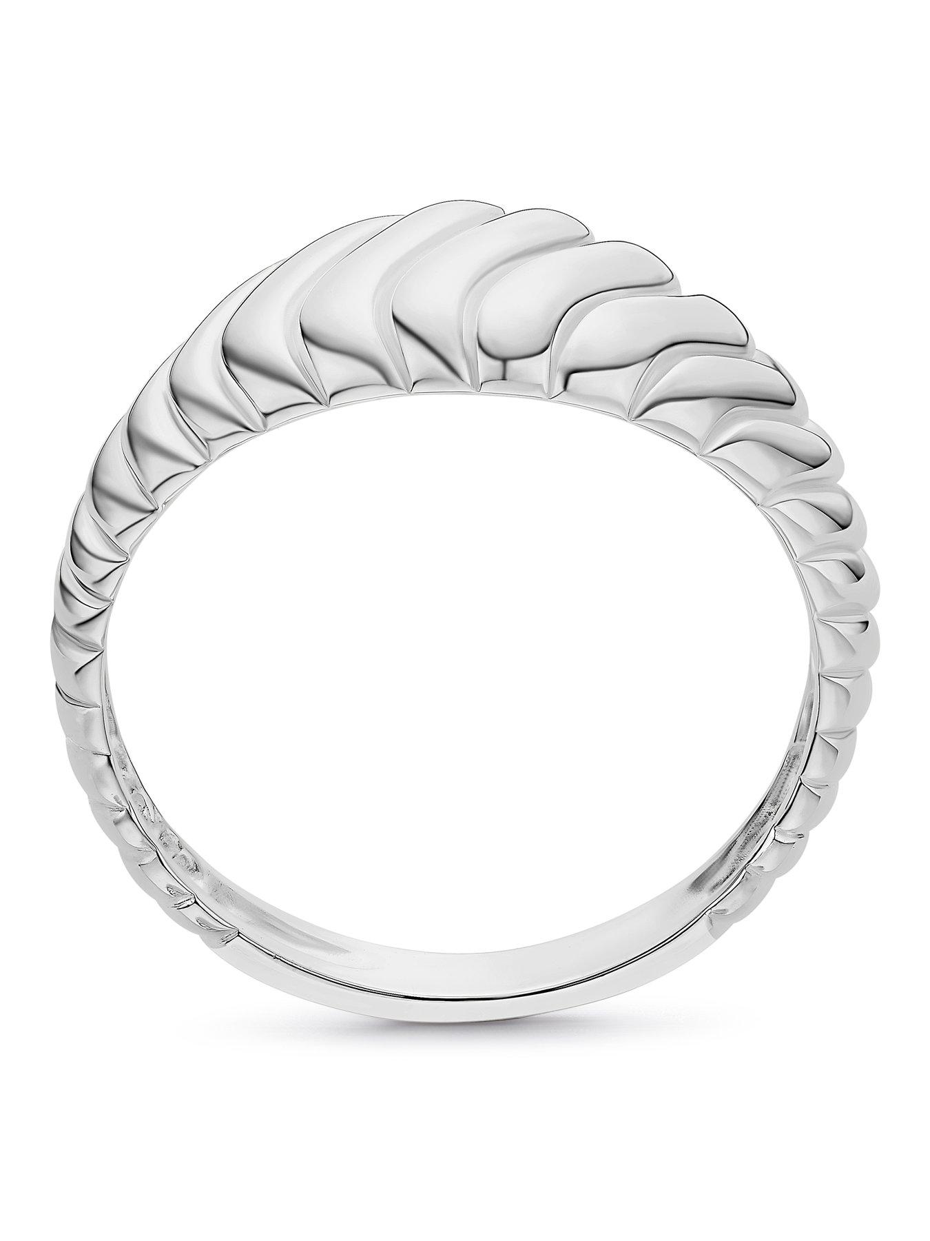 Image 3 of 3 of Ernest Jones Womens Chunky Ridged Sterling Silver Ring - One Colour