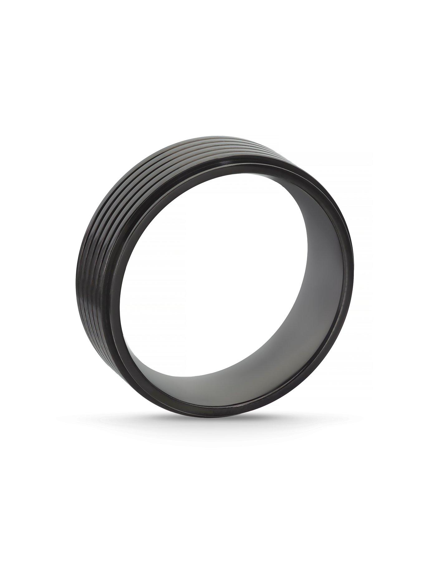 Image 3 of 3 of Ernest Jones Men's Black IP Titanium 8mm Grooved Ring