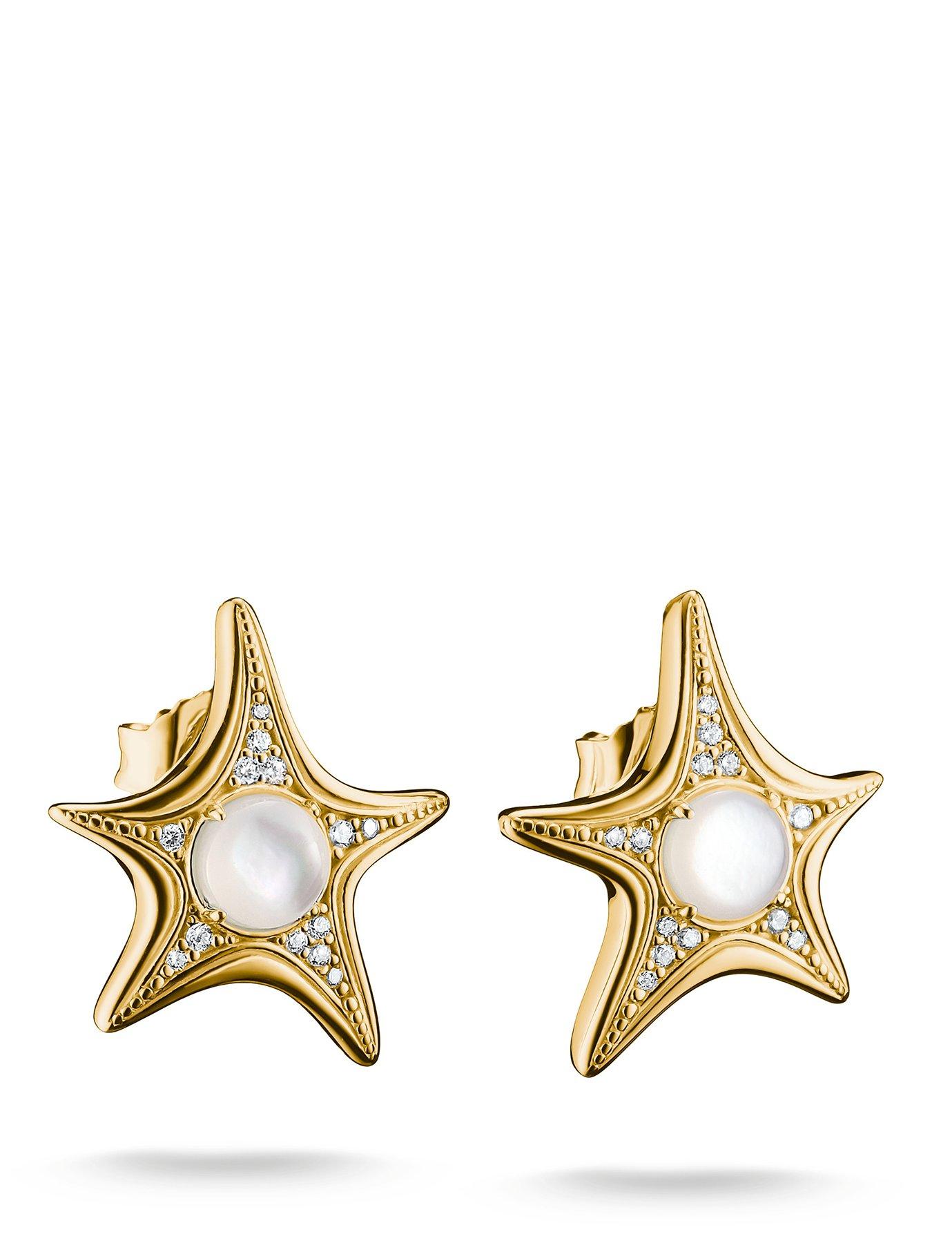 Image 1 of 4 of Thomas Sabo Starfish and Mother-of-Pearl Ear Studs