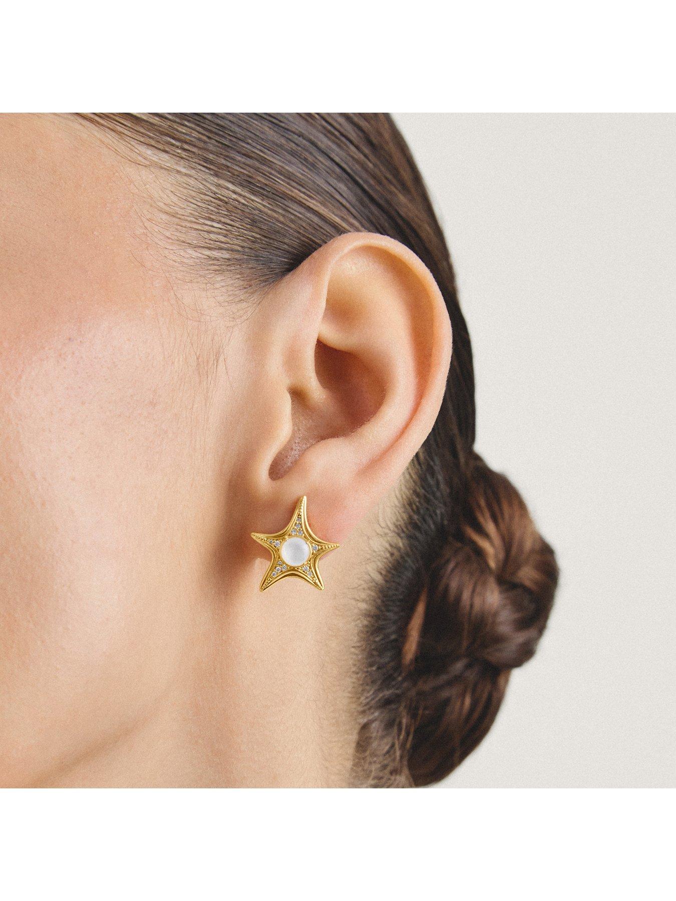 Image 3 of 4 of Thomas Sabo Starfish and Mother-of-Pearl Ear Studs