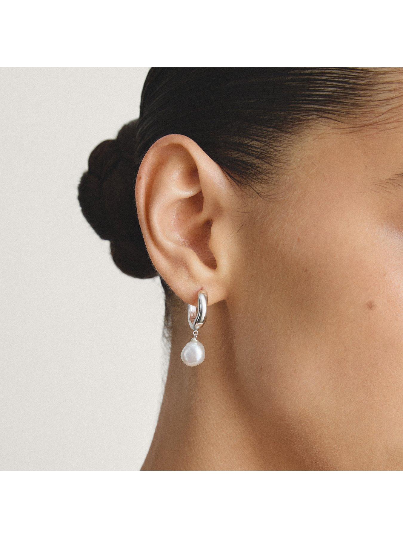 Image 4 of 4 of Thomas Sabo Pearl Hoop Earrings