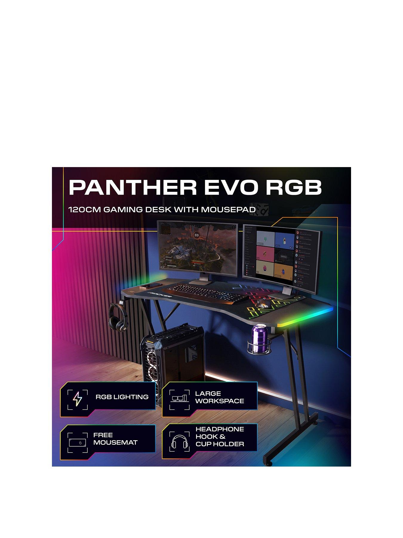 Image 2 of 6 of X Rocker X Rocker Panther Evo RGB 120cm Gaming Desk with Mousepad - Black Exclusive to Very