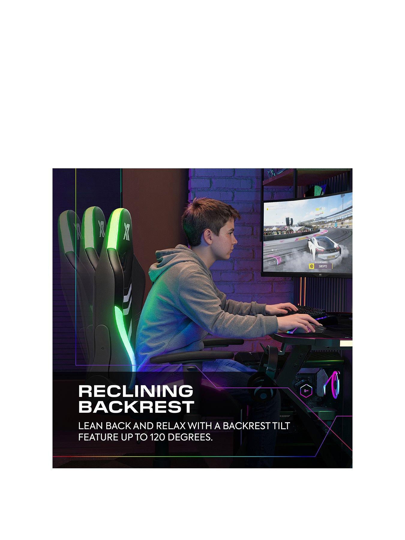 Image 2 of 7 of X Rocker Gaming Bundle - Panther Evo RGB 120cm Gaming Desk + Agility Junior RGB PC Office Gaming Chair Black