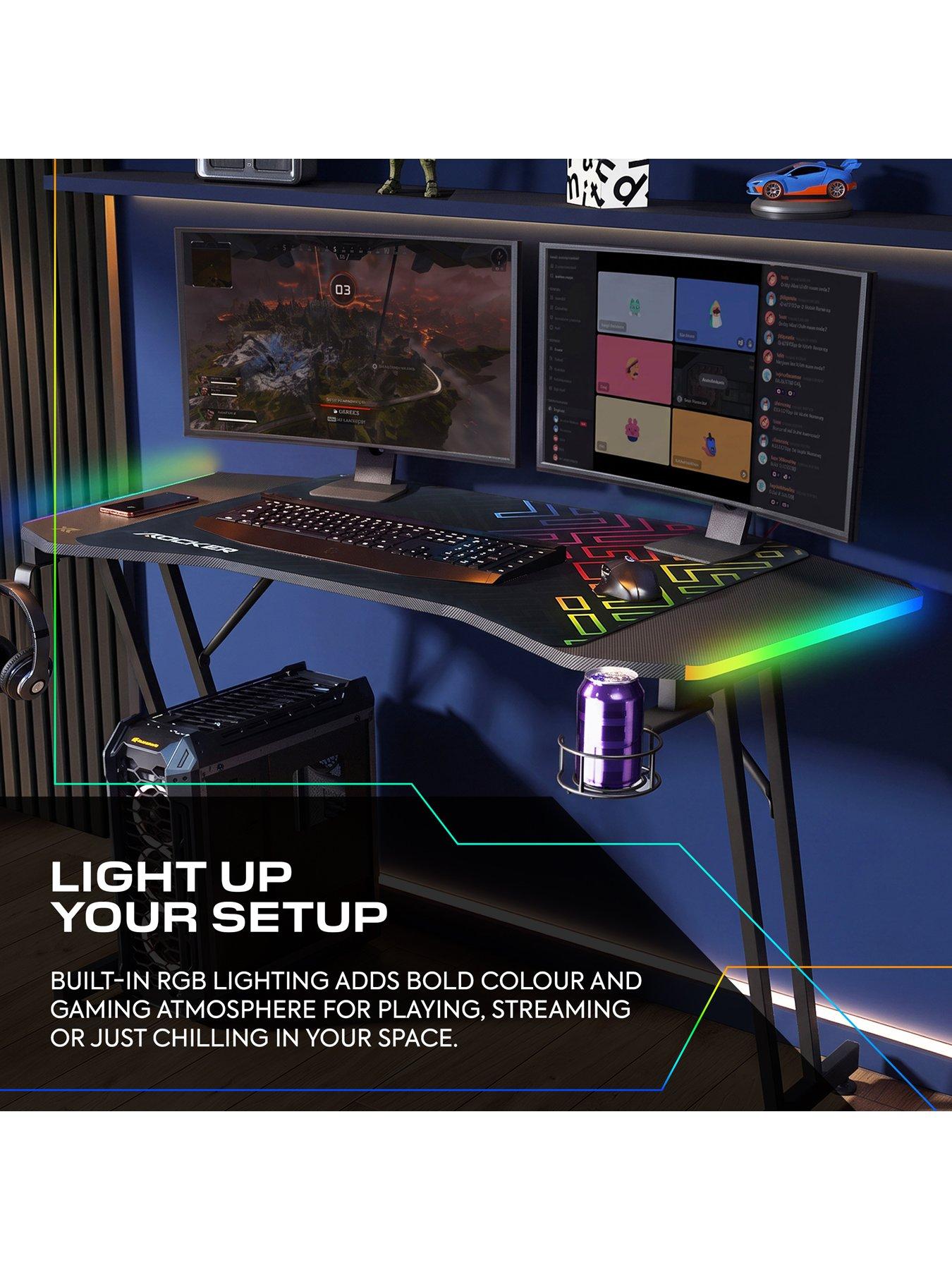 Image 4 of 7 of X Rocker Gaming Bundle - Panther Evo RGB 120cm Gaming Desk + Agility Junior RGB PC Office Gaming Chair Black