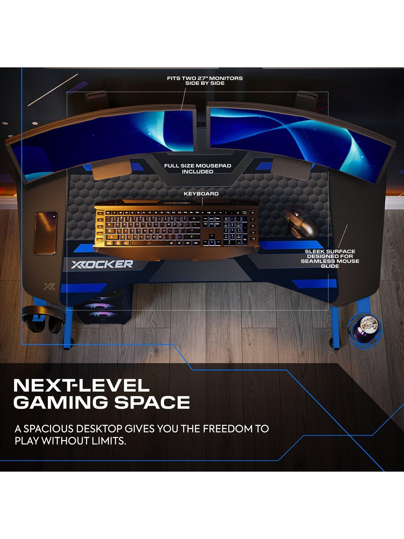 Image 3 of 7 of X Rocker Panther Evo 120cm Gaming Desk with Mousepad - Black / Blue