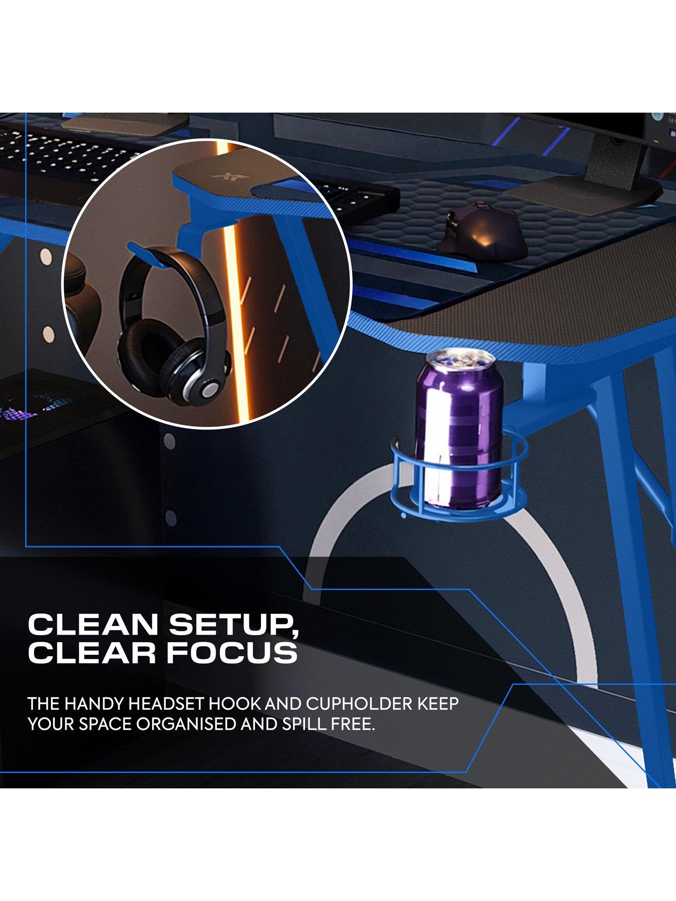 Image 6 of 7 of X Rocker Panther Evo 120cm Gaming Desk with Mousepad - Black / Blue