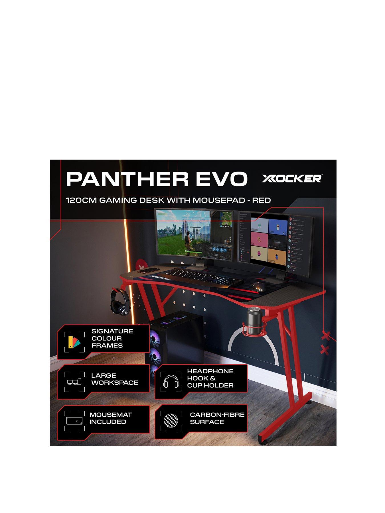 Image 2 of 7 of X Rocker Panther Evo 120cm Gaming Desk with Mousepad - Black / Red