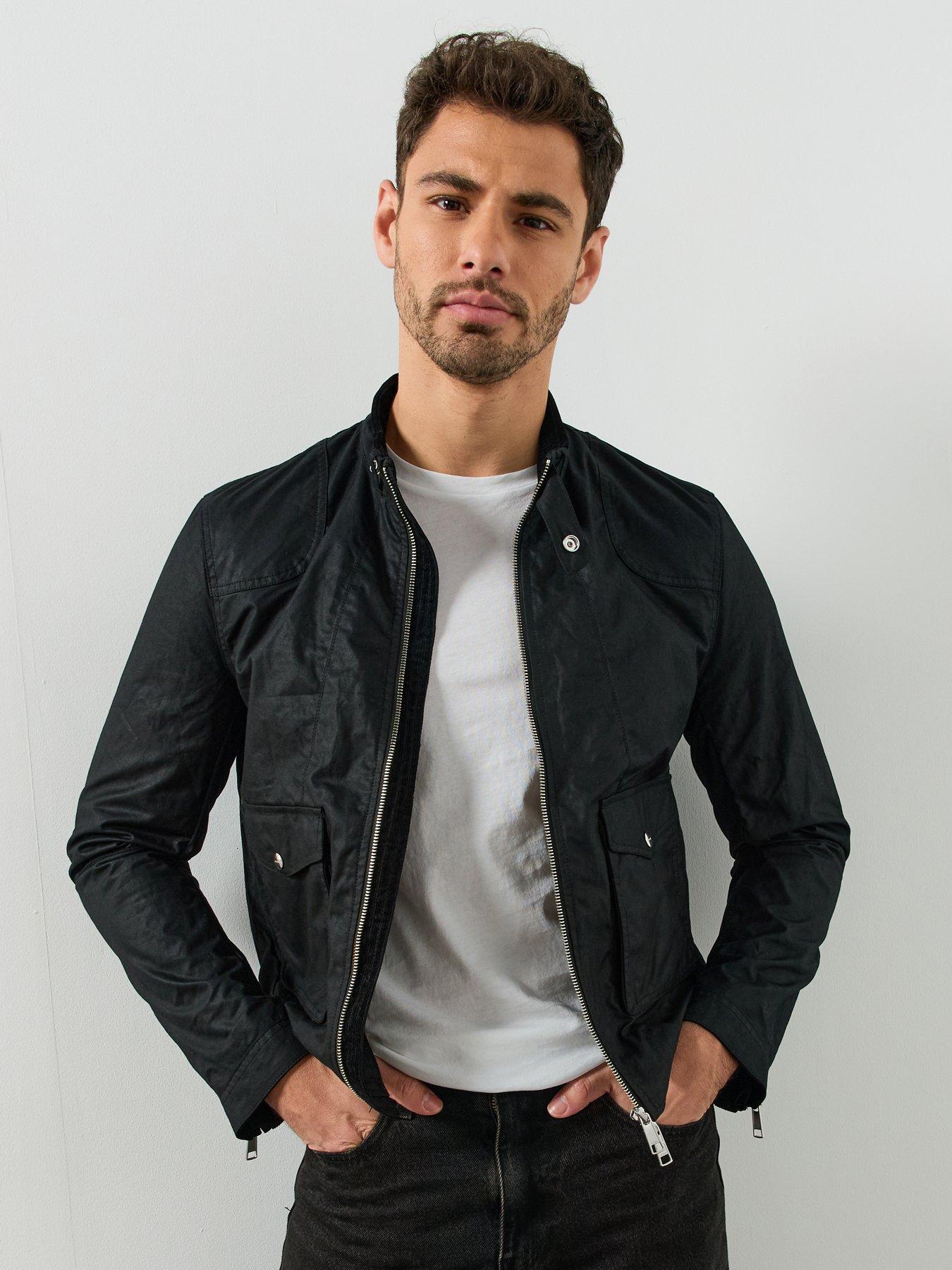 Image 1 of 6 of AllSaints Mens Kirk Zip Through Funnel Neck Jacket - Black