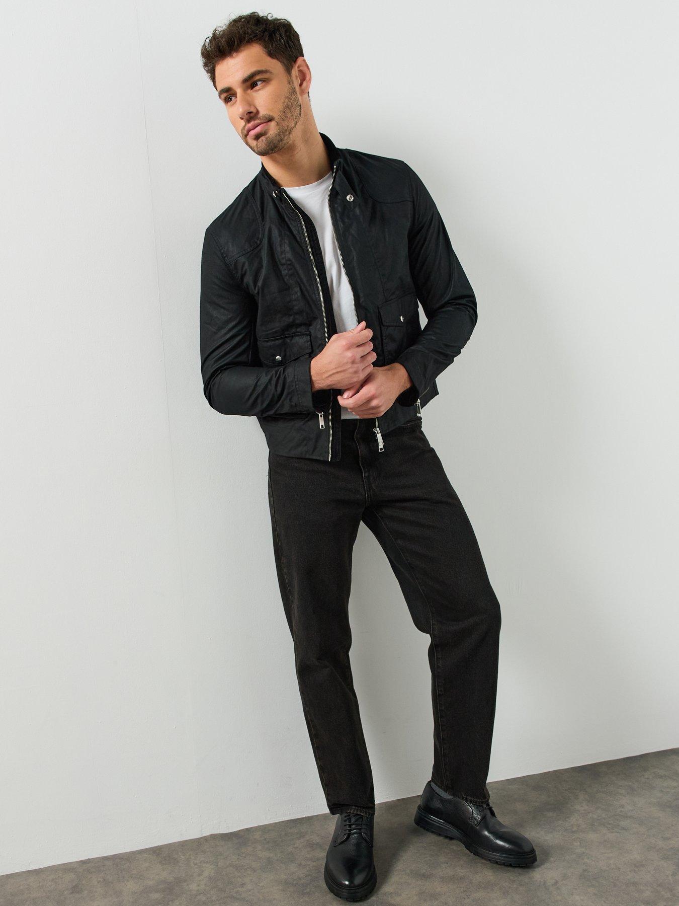 Image 3 of 6 of AllSaints Mens Kirk Zip Through Funnel Neck Jacket - Black