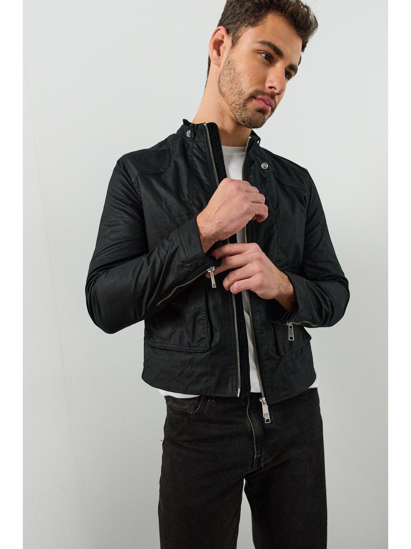 Image 5 of 6 of AllSaints Mens Kirk Zip Through Funnel Neck Jacket - Black