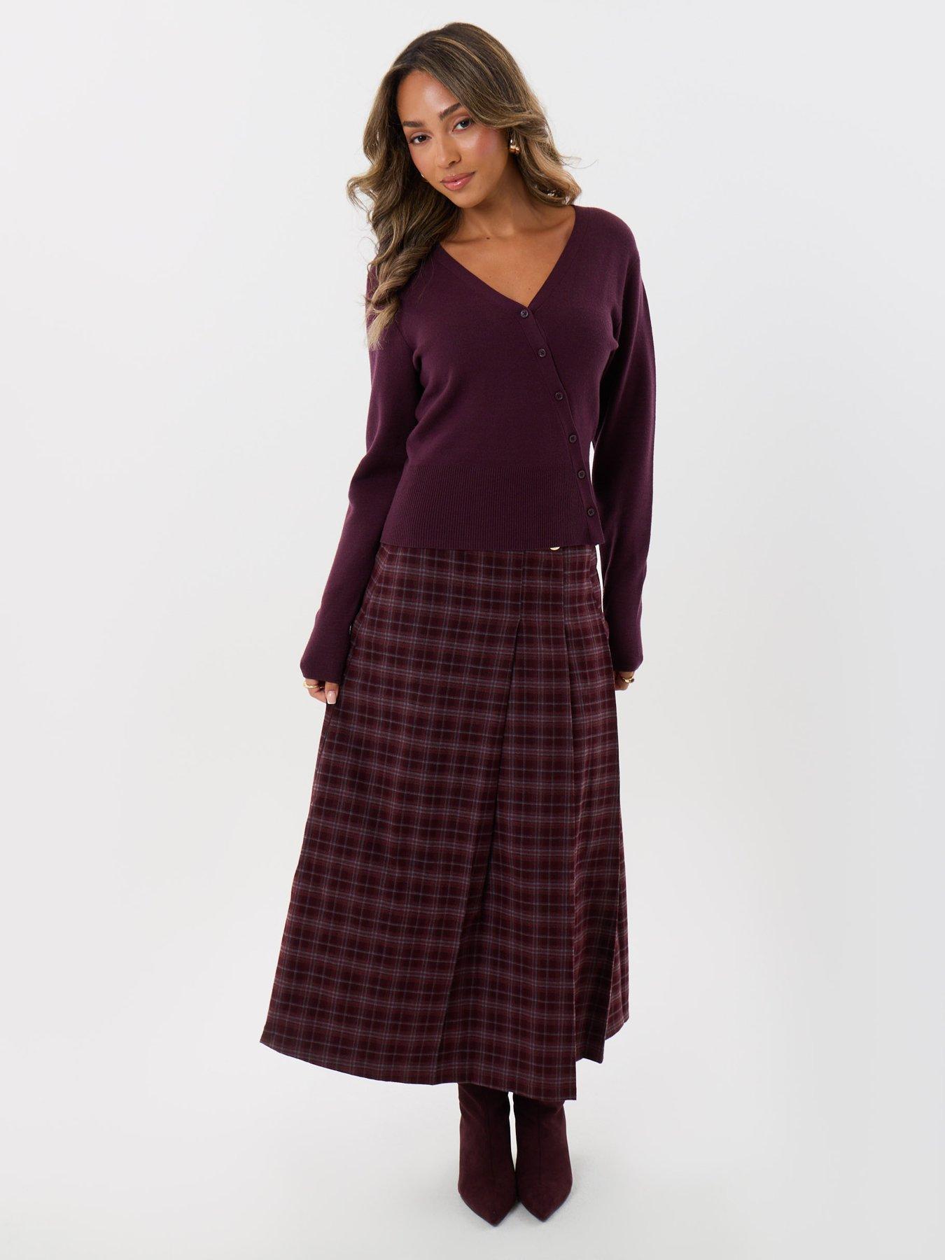 Image 3 of 4 of Threadbare Womens Wrap Buckle Waist Midaxi Skirt - Plum