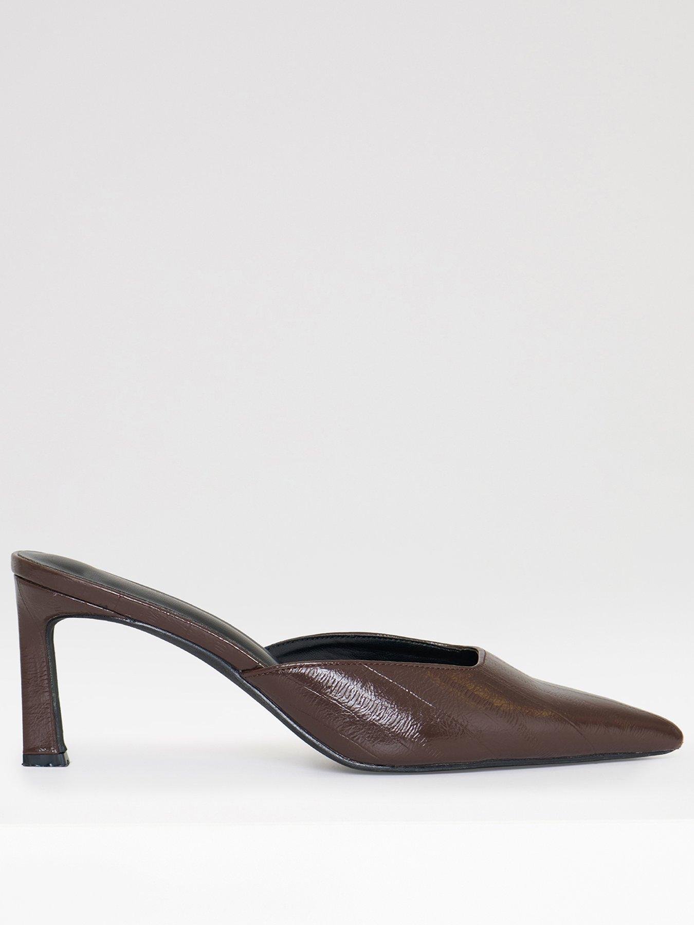 Image 1 of 4 of Threadbare Womens Slip-On Pointed Toe Kitten Heel Mule - Brown