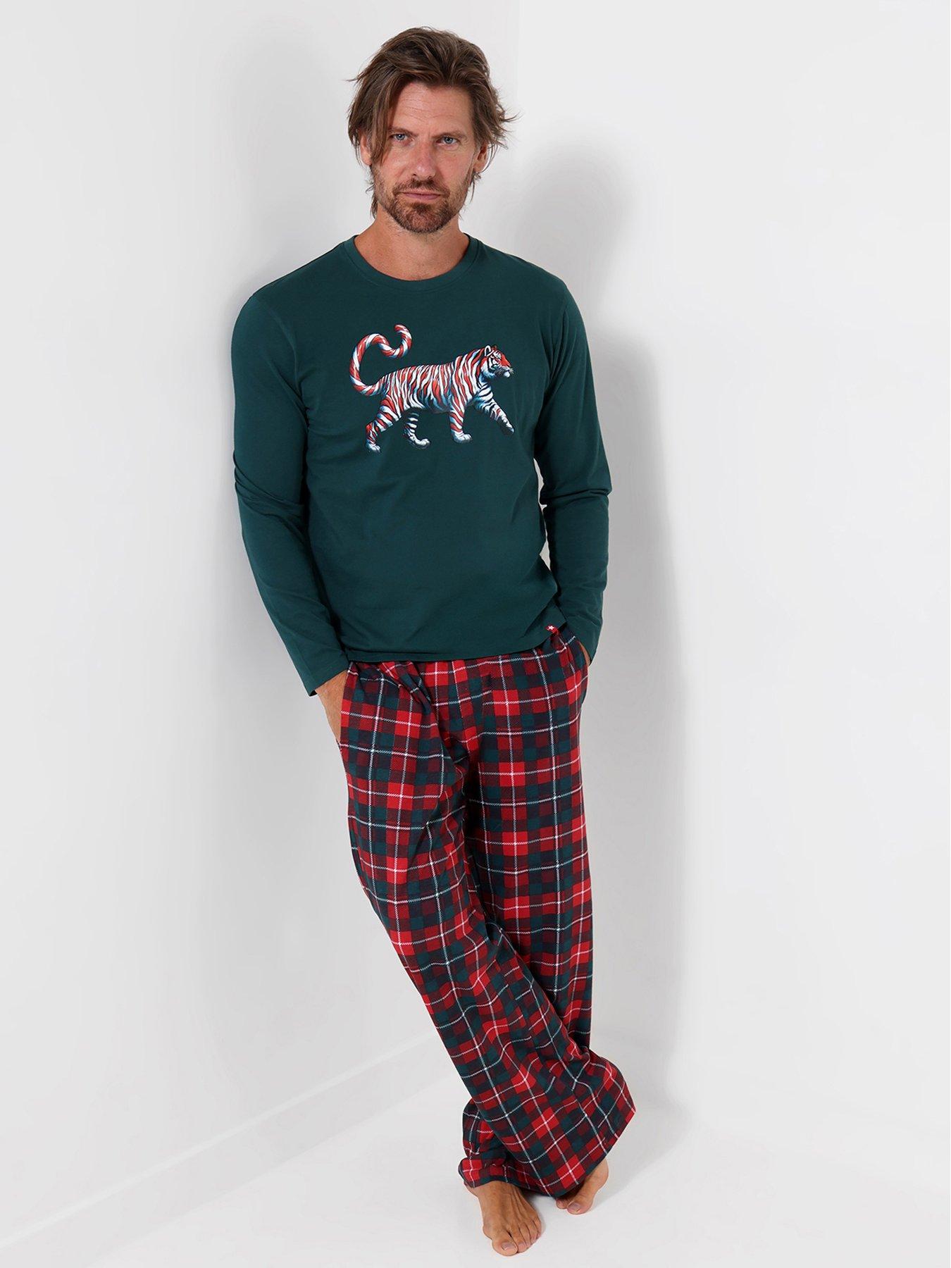 Image 1 of 7 of Joe Browns Mens Terrific Tiger Pyjamas - Green