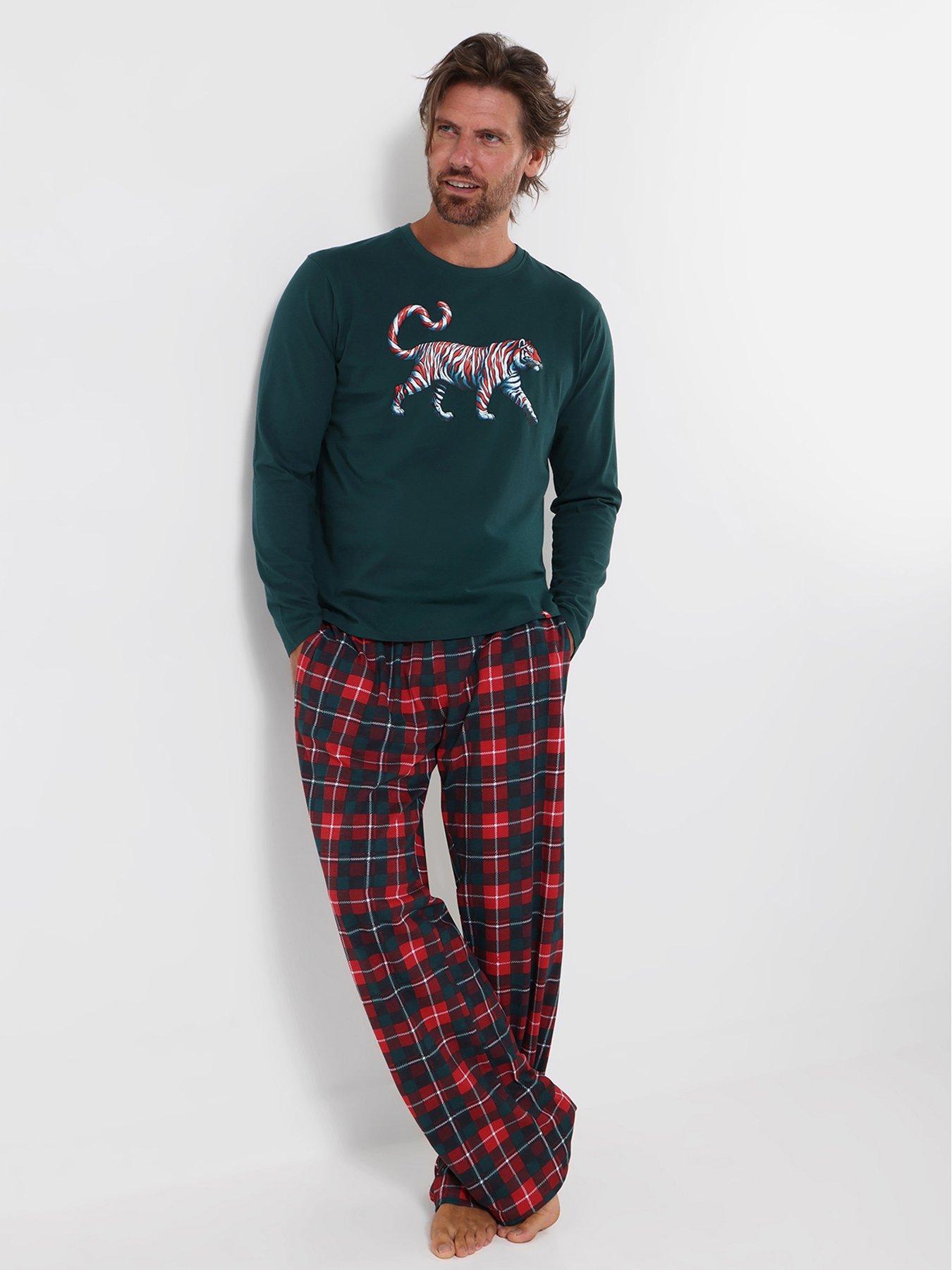 Image 3 of 7 of Joe Browns Mens Terrific Tiger Pyjamas - Green