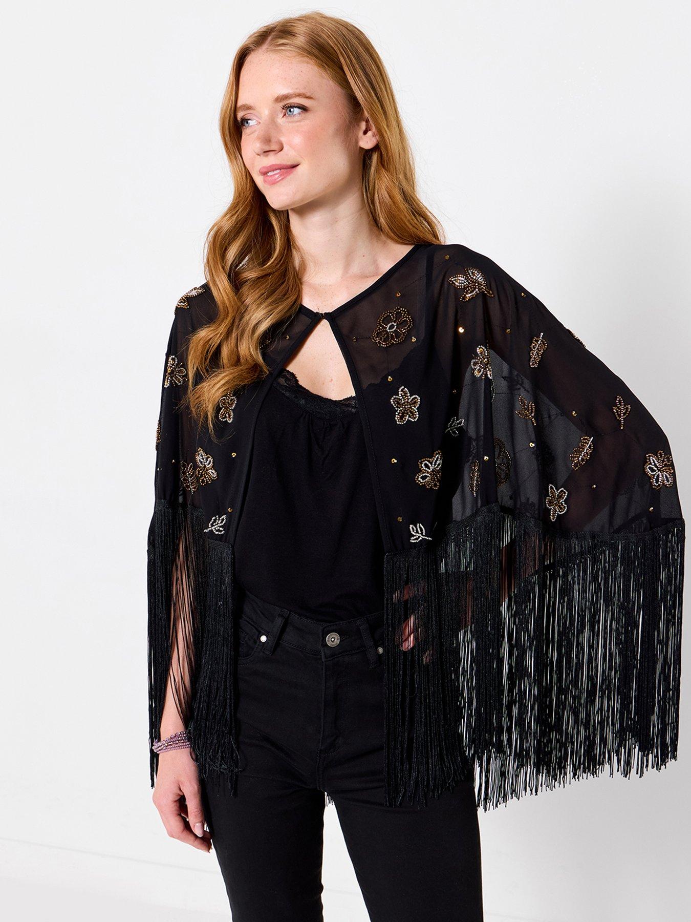 Image 1 of 6 of Joe Browns Womens Dazzling Sequin Cape - Black