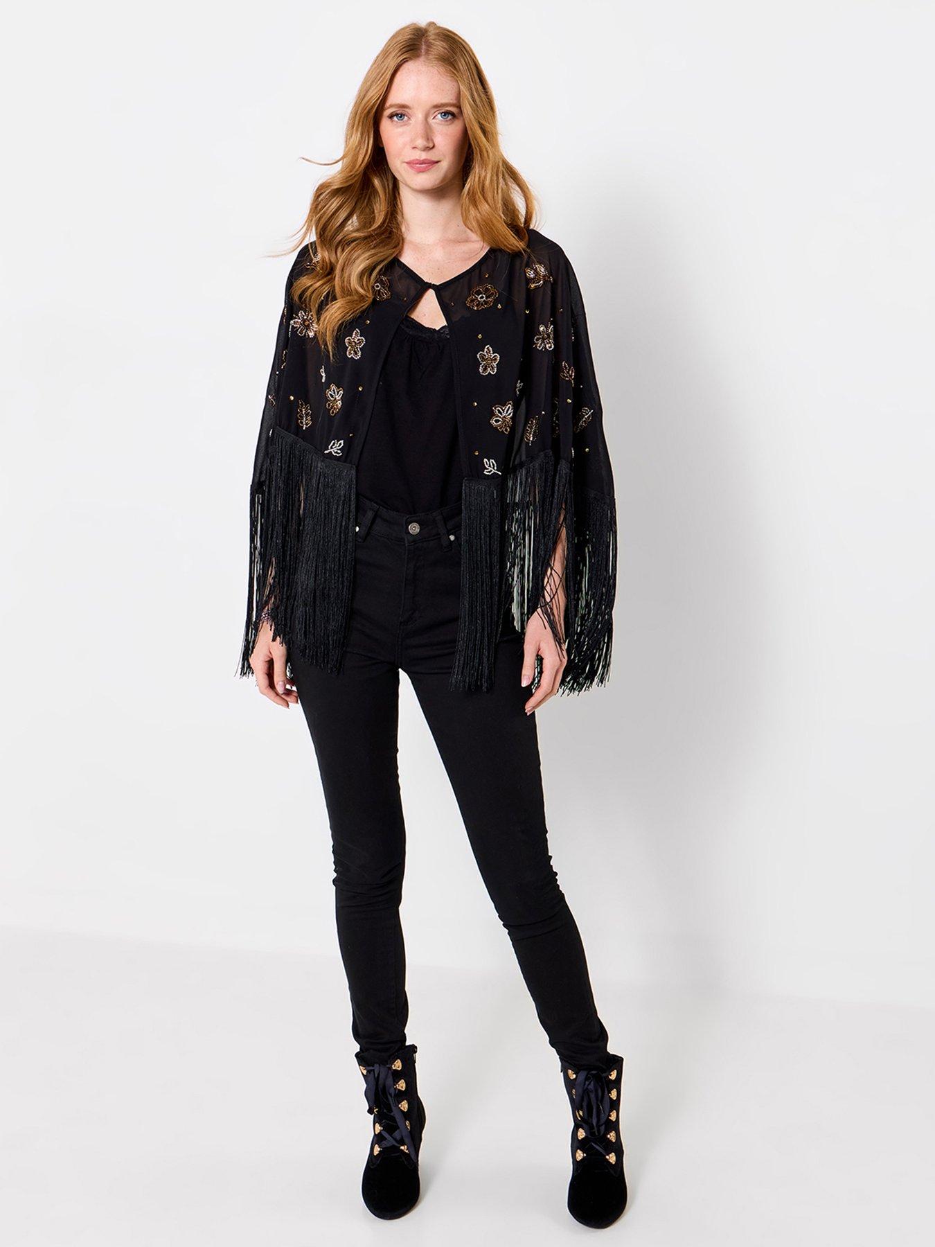 Image 3 of 6 of Joe Browns Womens Dazzling Sequin Cape - Black