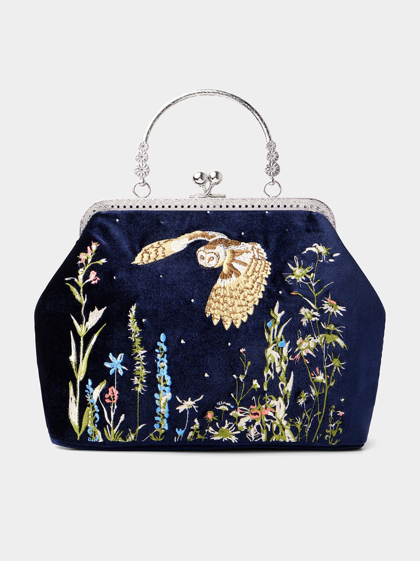 Image 1 of 4 of Joe Browns Womens Embroidered Owl Clutch Bag - Navy
