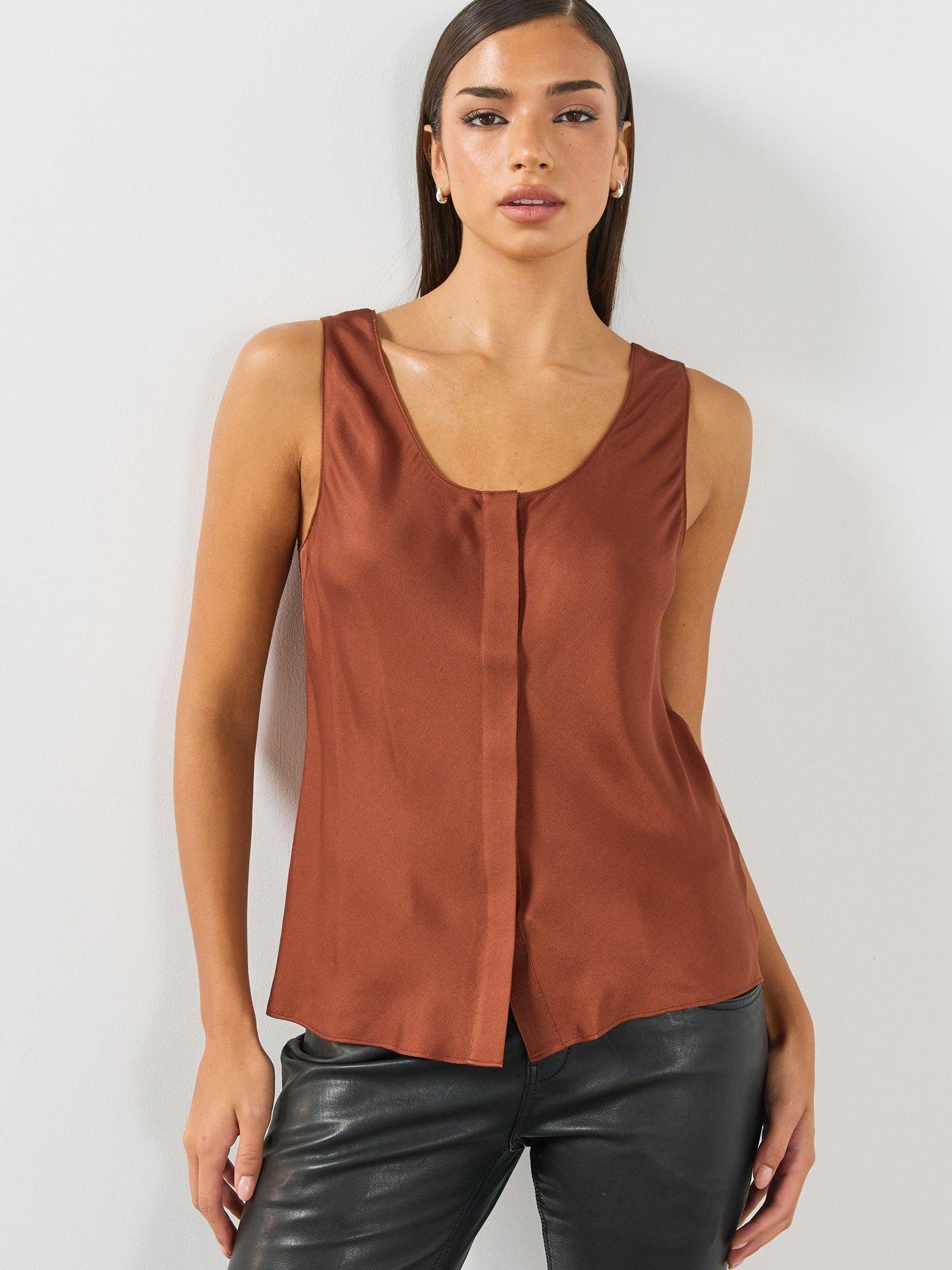 Image 1 of 6 of AllSaints Womens Milla Sleeveless Top - Red