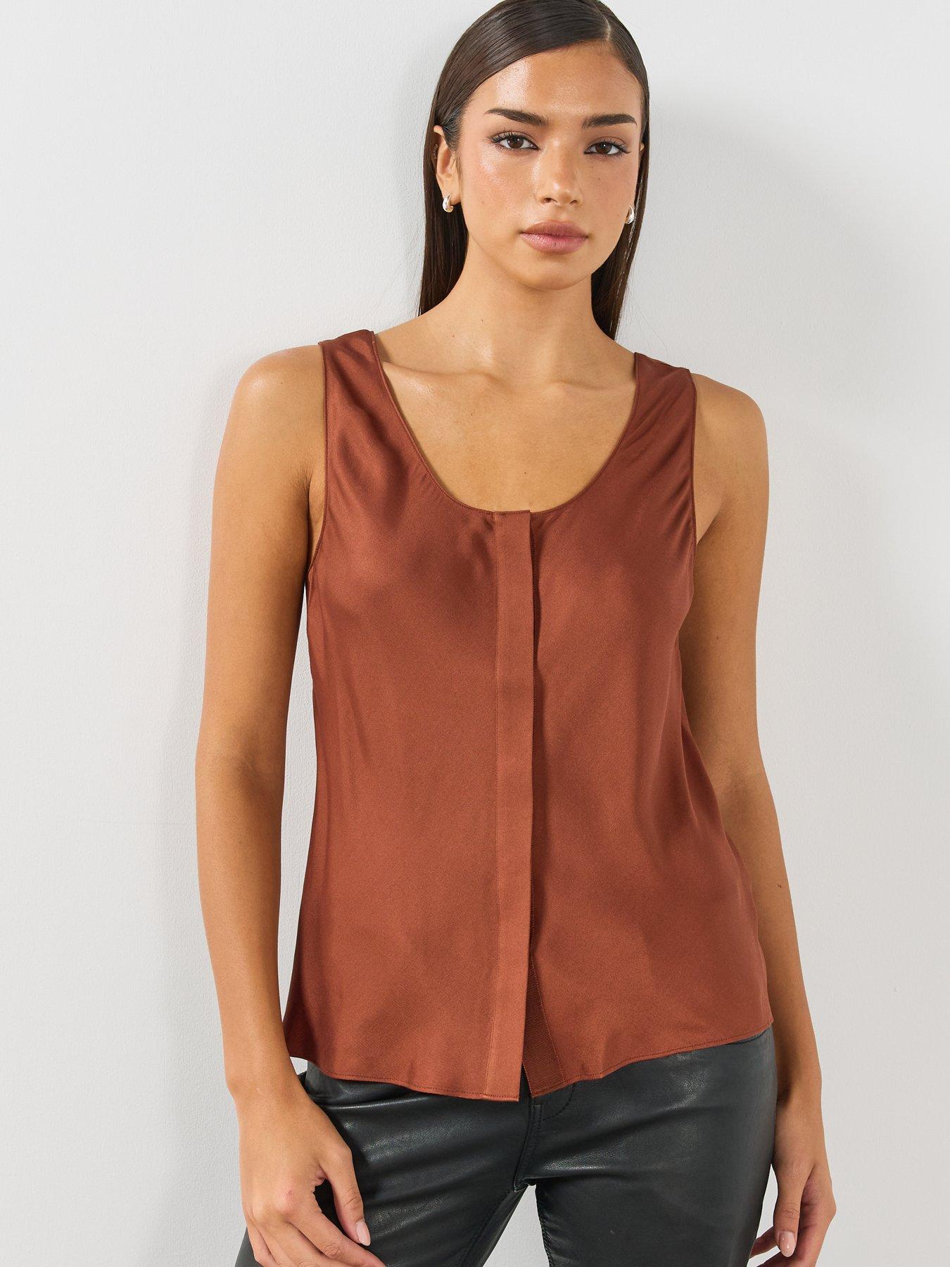 Image 4 of 6 of AllSaints Womens Milla Sleeveless Top - Red