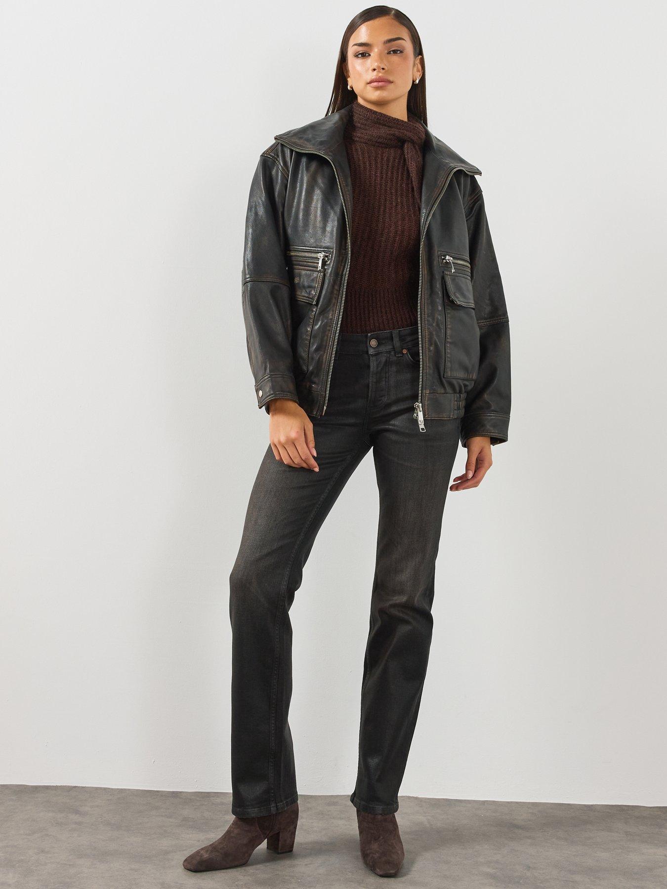 Image 3 of 6 of AllSaints Womens Nat Low Rise Slim Fit Jeans - Black